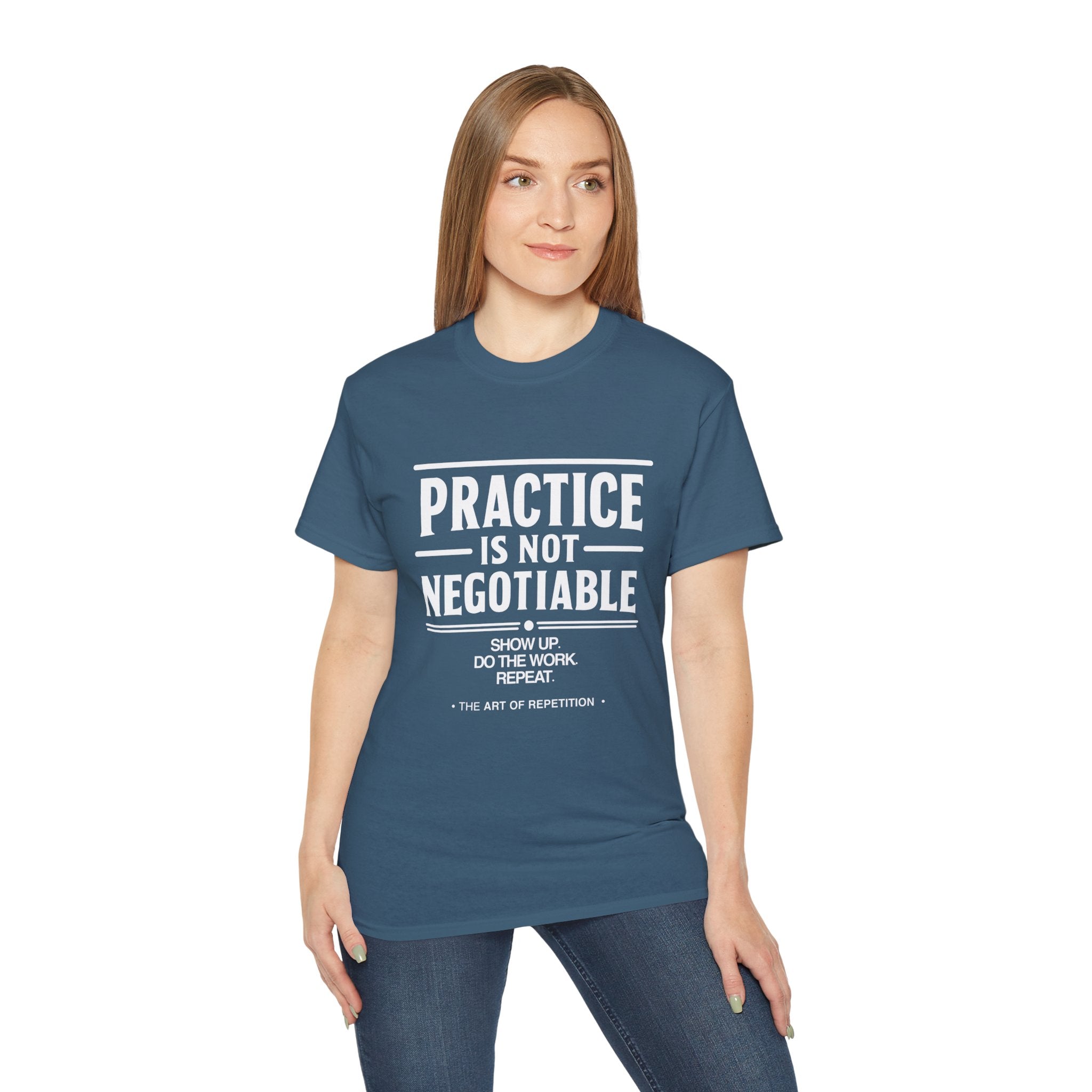 Practice Is Not Negotiable T-Shirt — White Font -- Motivational Training Tee for Athletes & Musicians