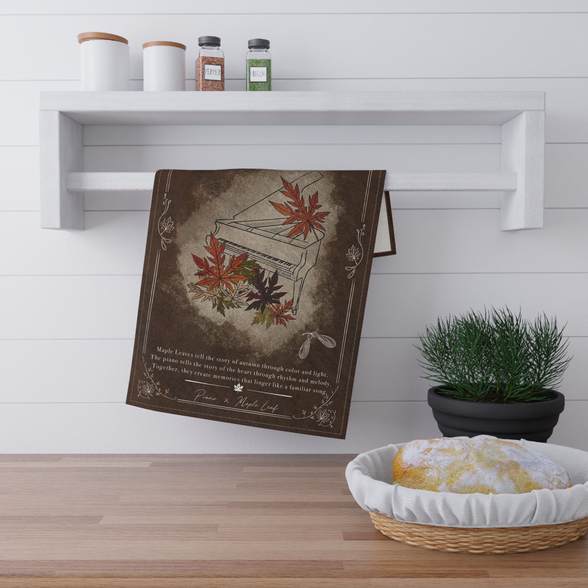 Piano X Maple Leaf Tea Towel — Botanical Study No.10