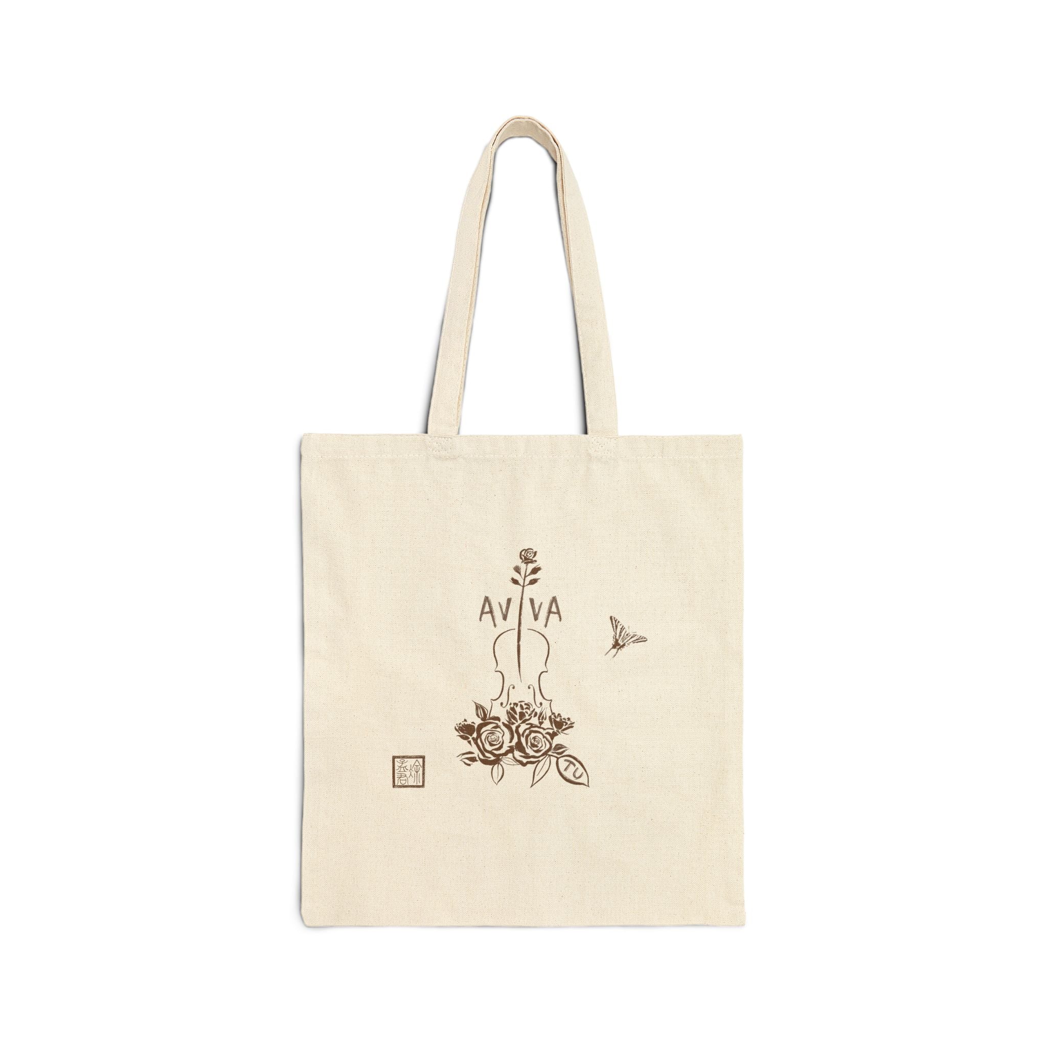 Lily Violin Tote Bag — Botanical Canvas Tote