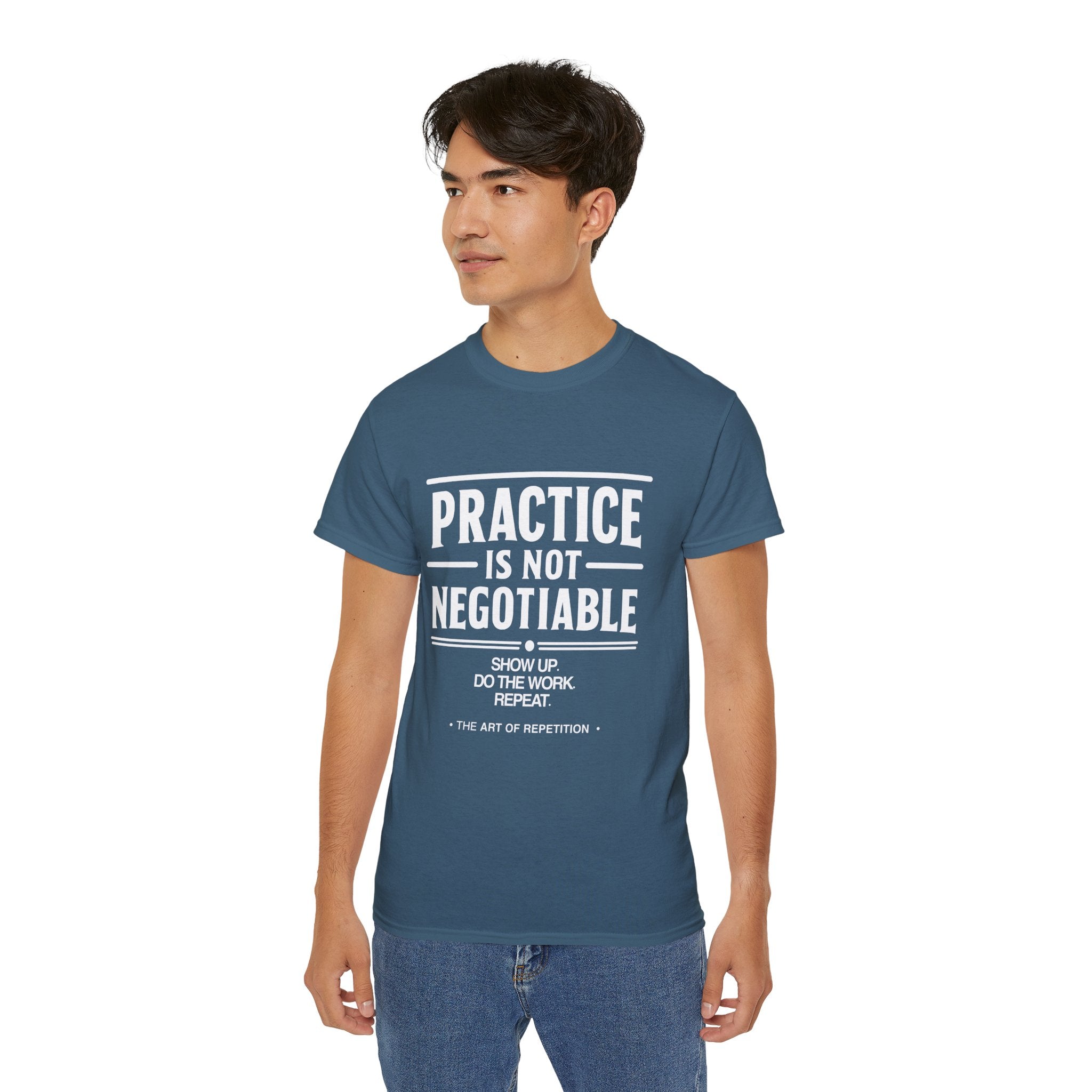 Practice Is Not Negotiable T-Shirt — White Font -- Motivational Training Tee for Athletes & Musicians