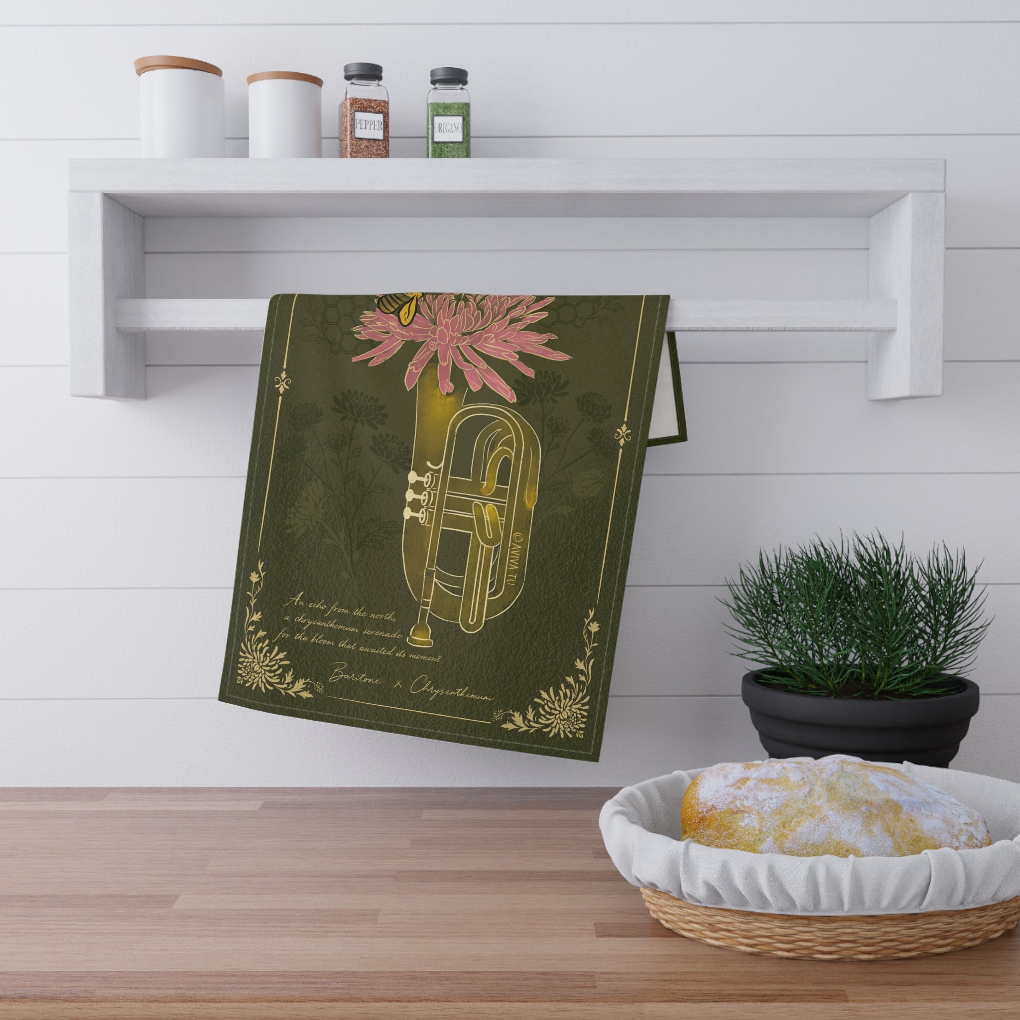 Baritone X Chrysanthemum Tea Towel — Botanical Study No.21