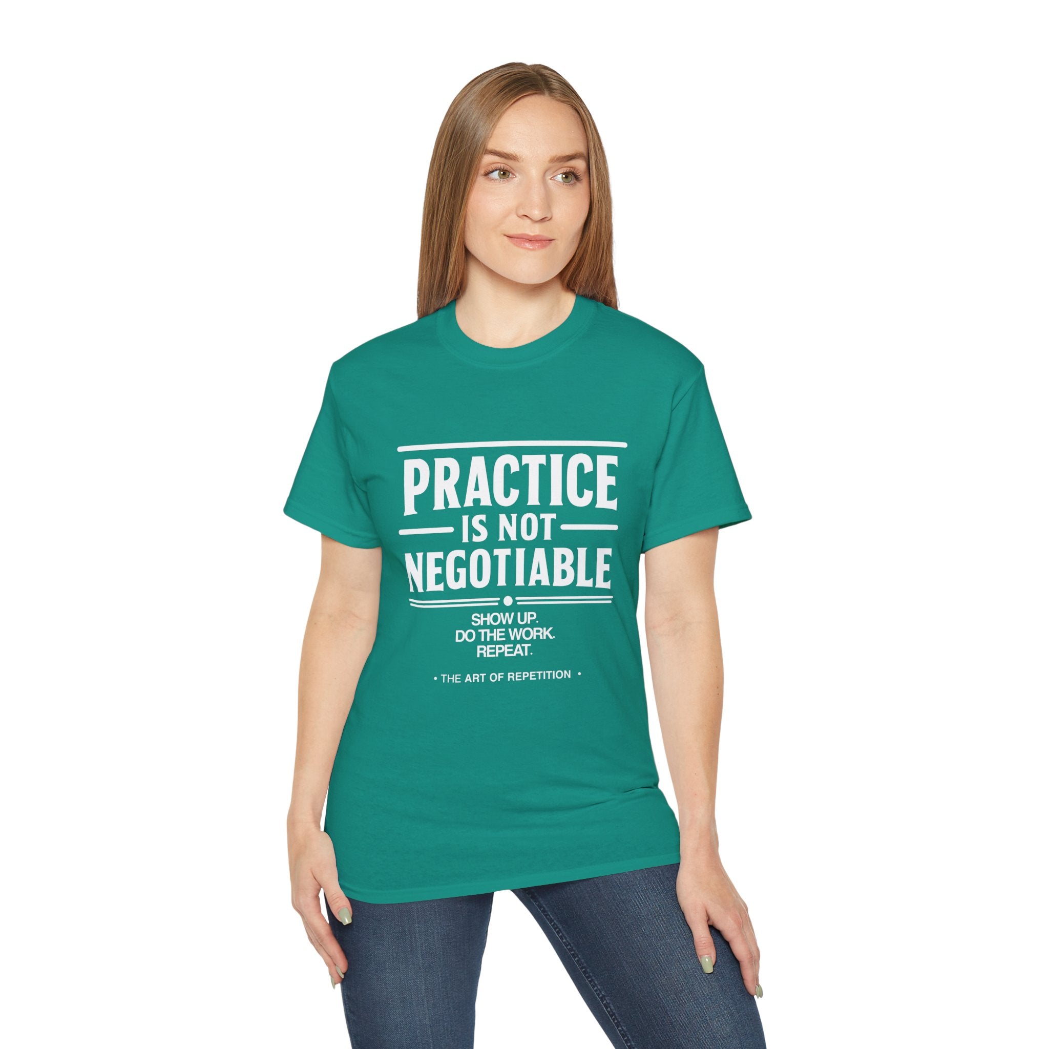 Practice Is Not Negotiable T-Shirt — White Font -- Motivational Training Tee for Athletes & Musicians