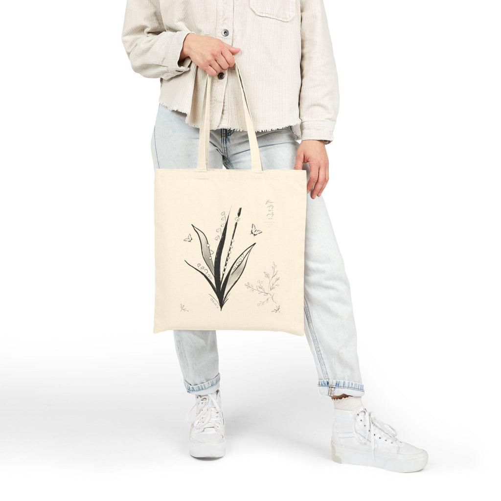 Botanical Flute Tote Bag — 'AVIVA' Floral Music Canvas Tote