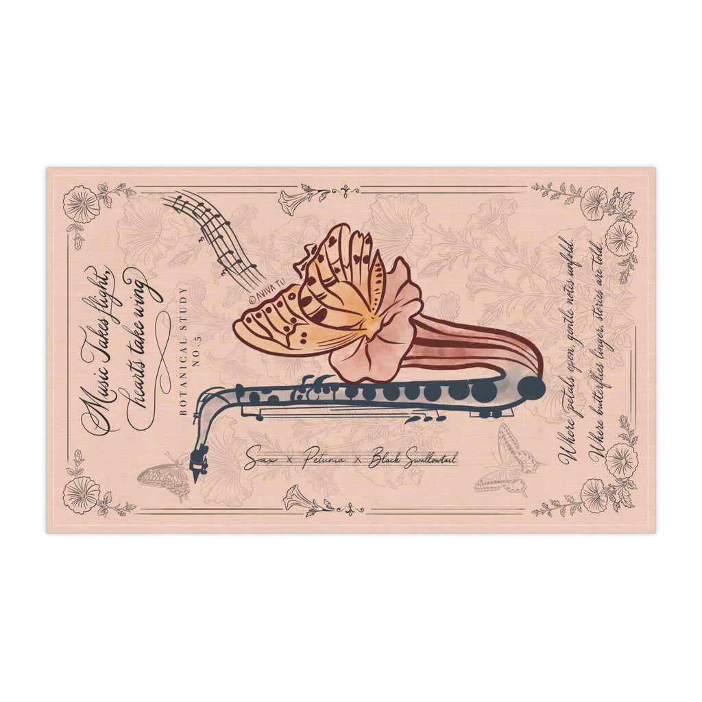 Saxophone X Petunia Tea Towel — Botanical Study No.5