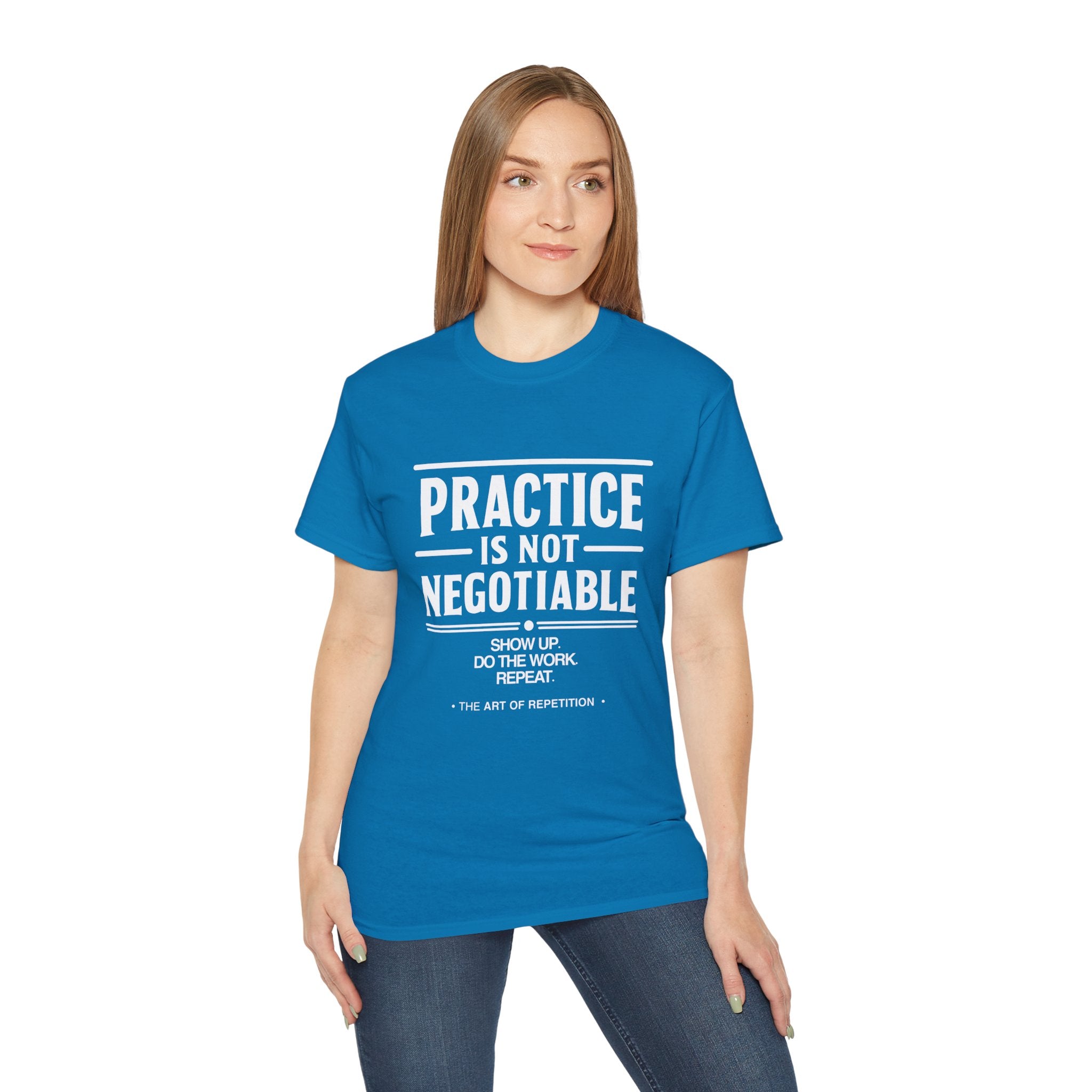 Practice Is Not Negotiable T-Shirt — White Font -- Motivational Training Tee for Athletes & Musicians