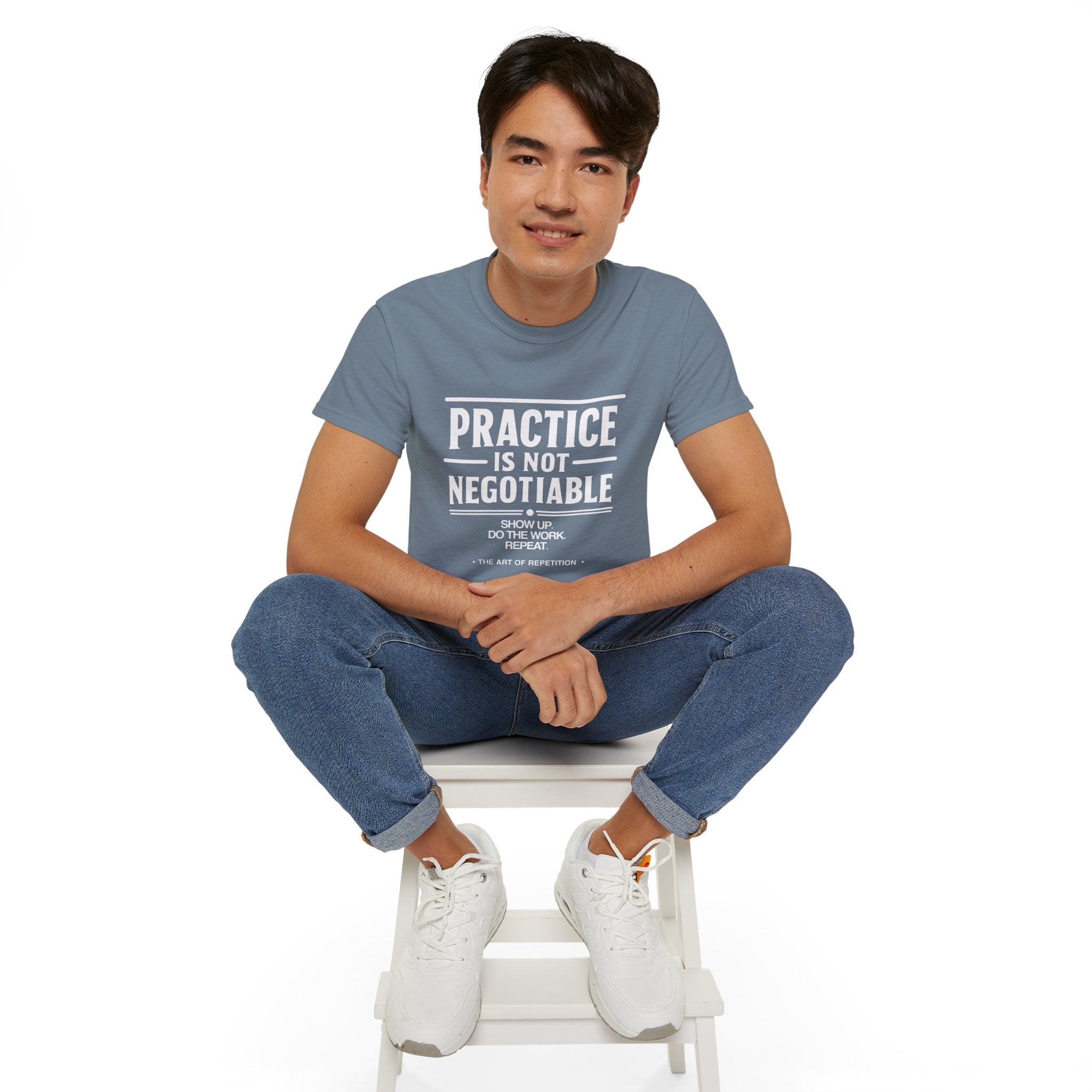 Practice Is Not Negotiable T-Shirt — White Font -- Motivational Training Tee for Athletes & Musicians