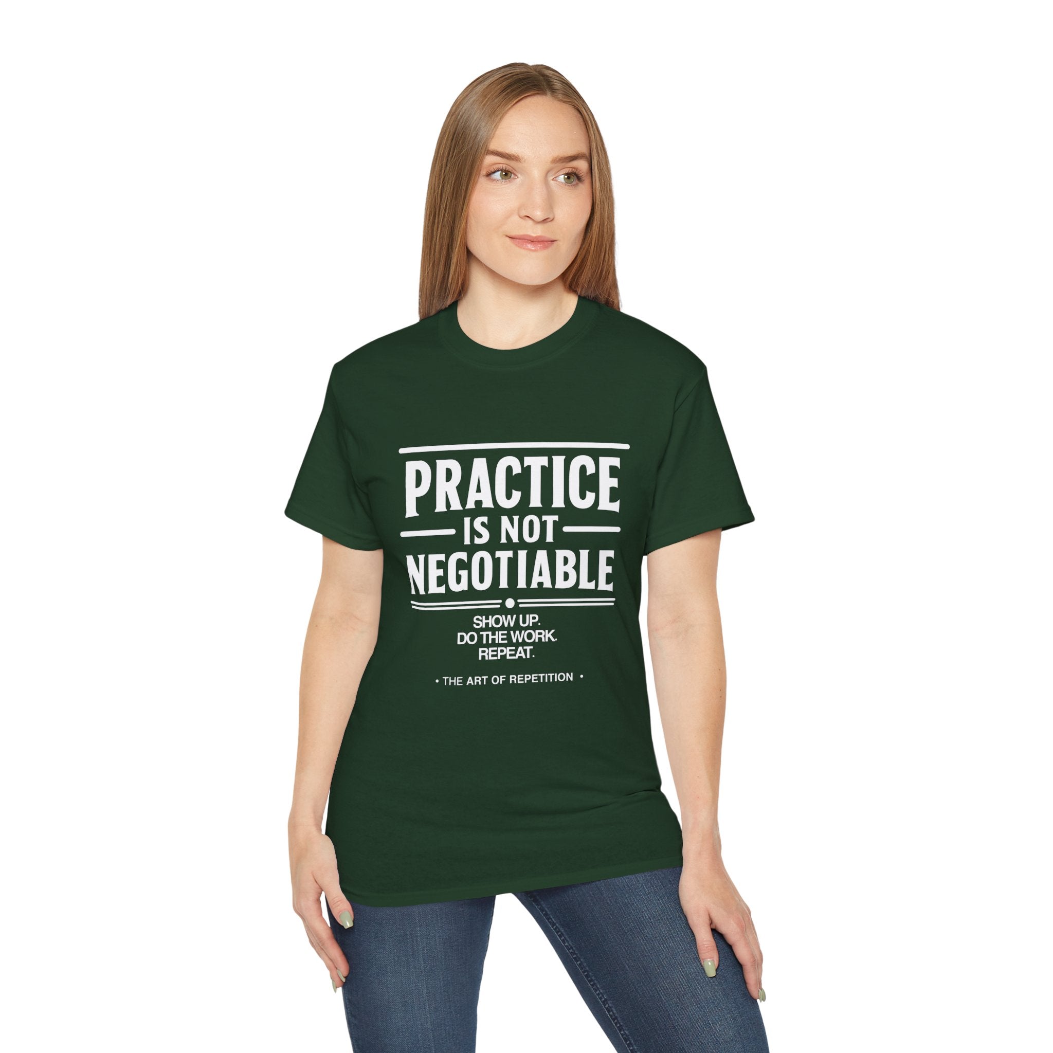 Practice Is Not Negotiable T-Shirt — White Font -- Motivational Training Tee for Athletes & Musicians