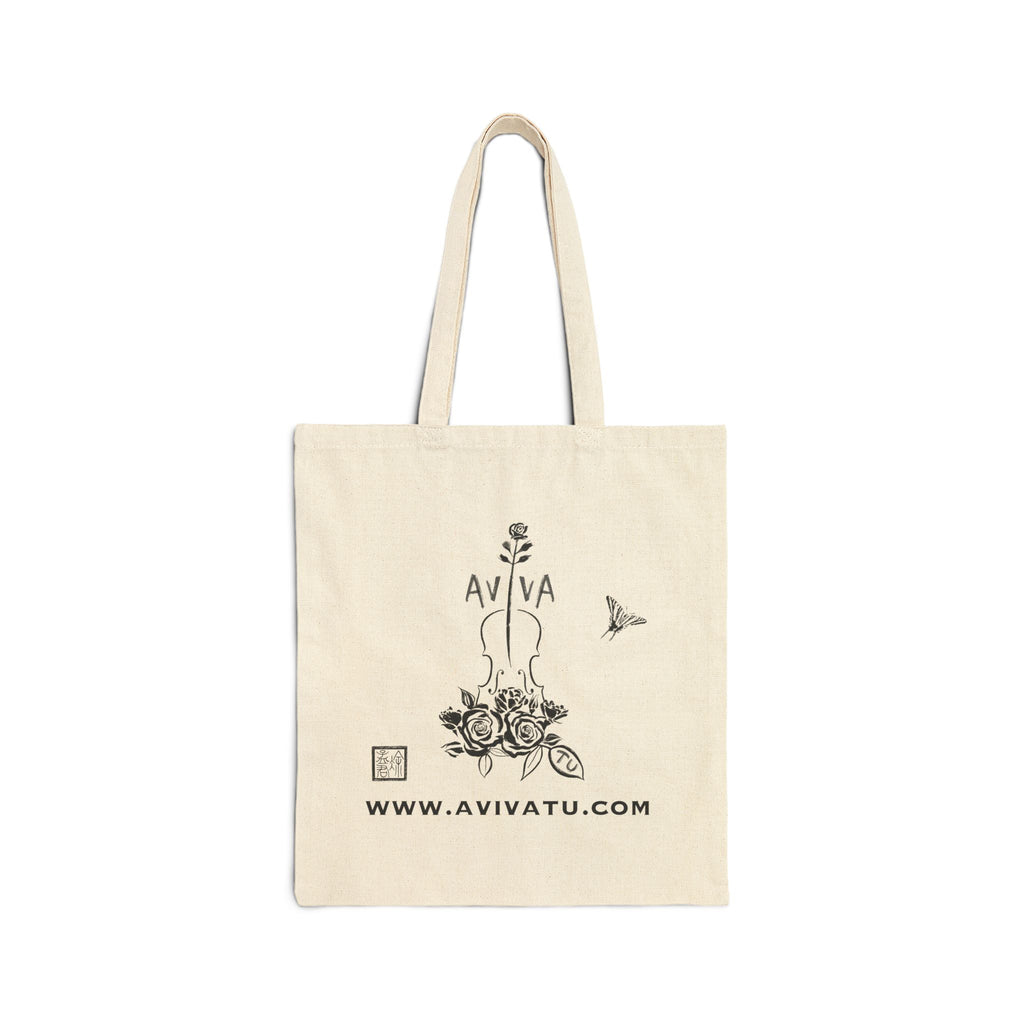 Botanical Flute Tote Bag — 'AVIVA' Floral Music Canvas Tote