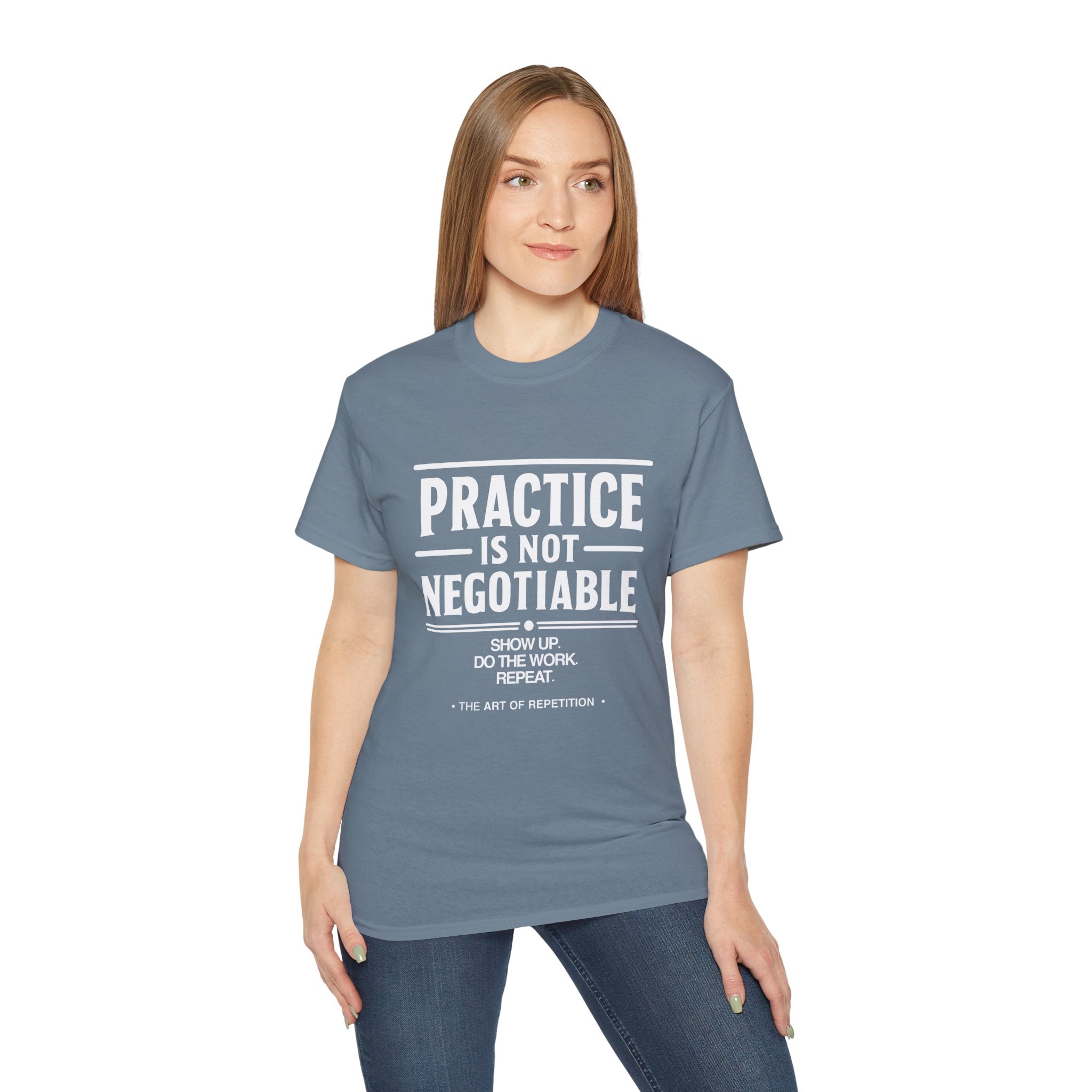 Practice Is Not Negotiable T-Shirt — White Font -- Motivational Training Tee for Athletes & Musicians
