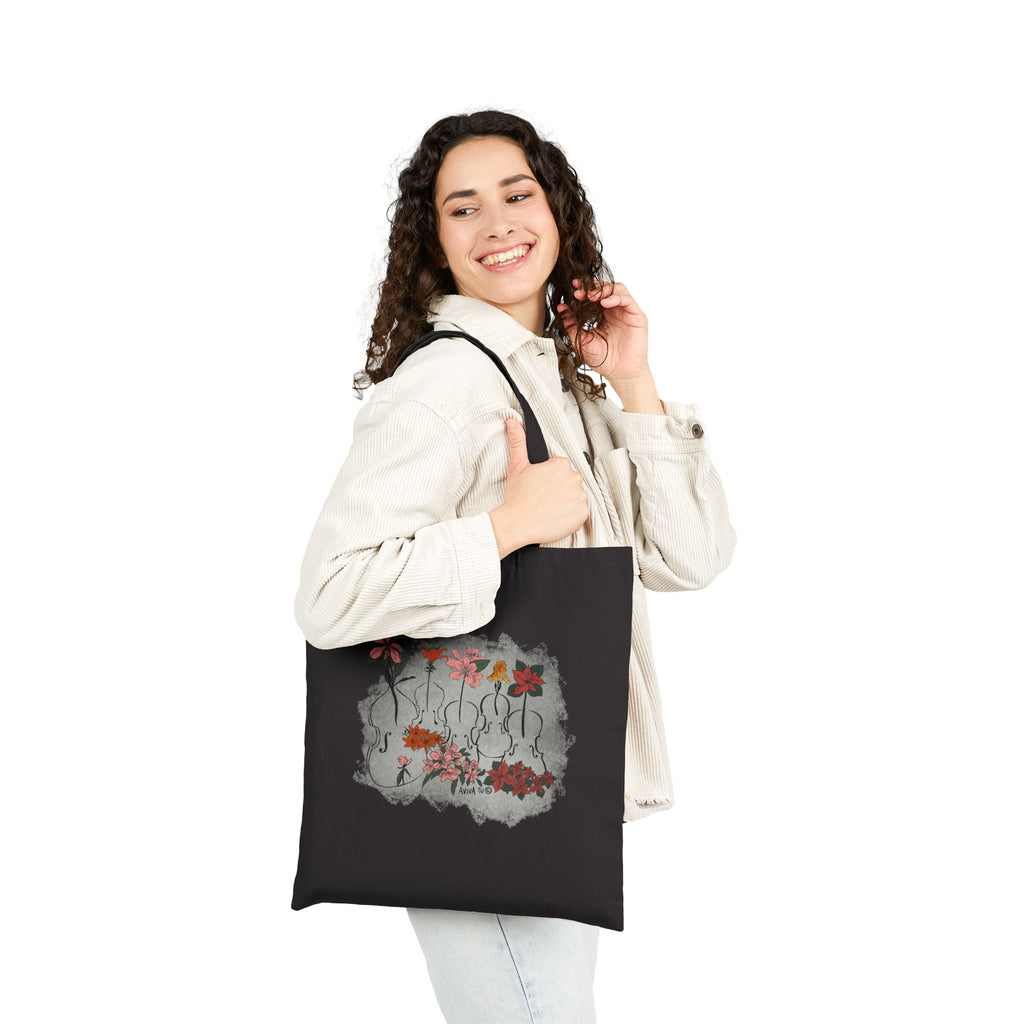 Botanical Quintet — Black Music Tote Bag