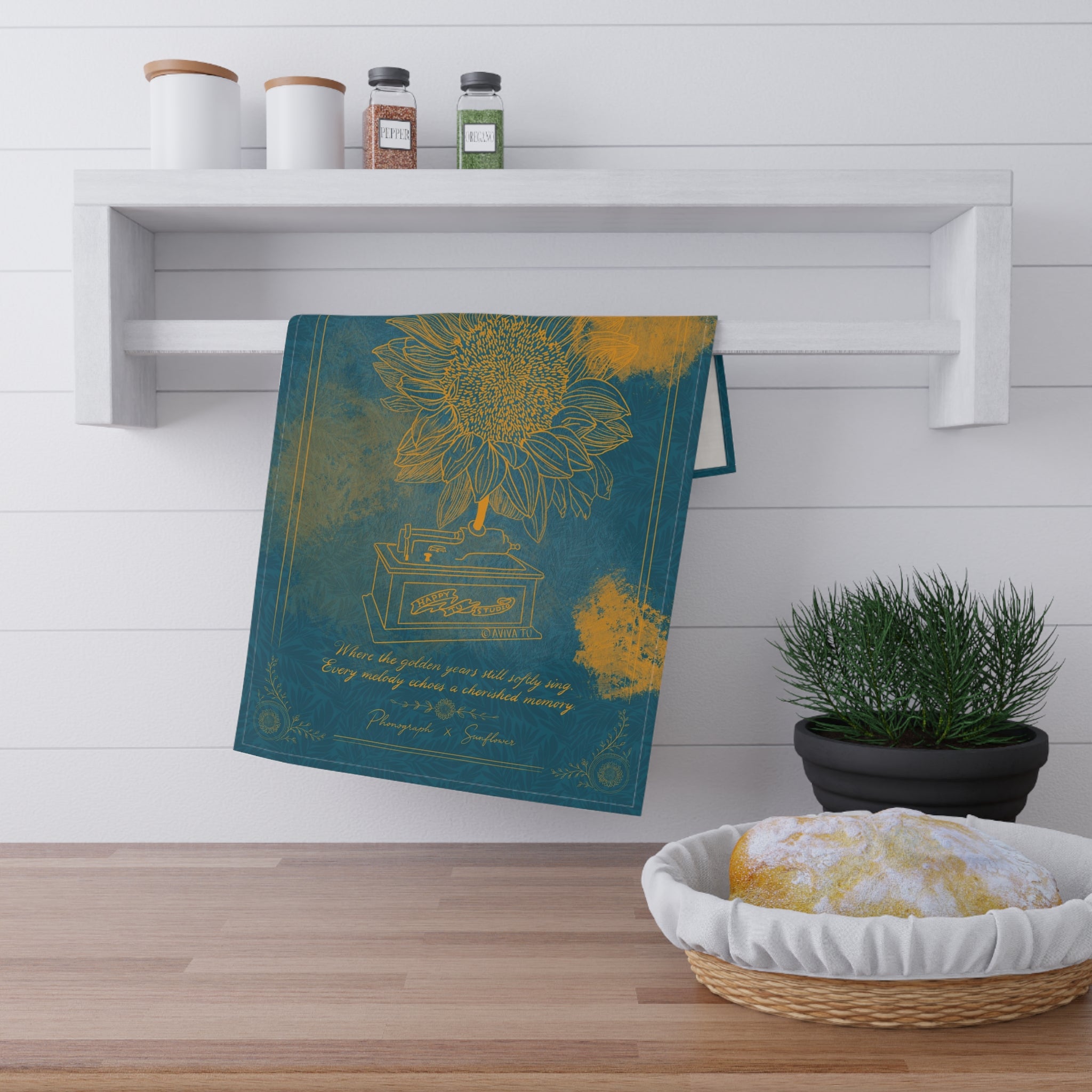 Phonograph X Sunflower Tea Towel — Botanical Study No.23