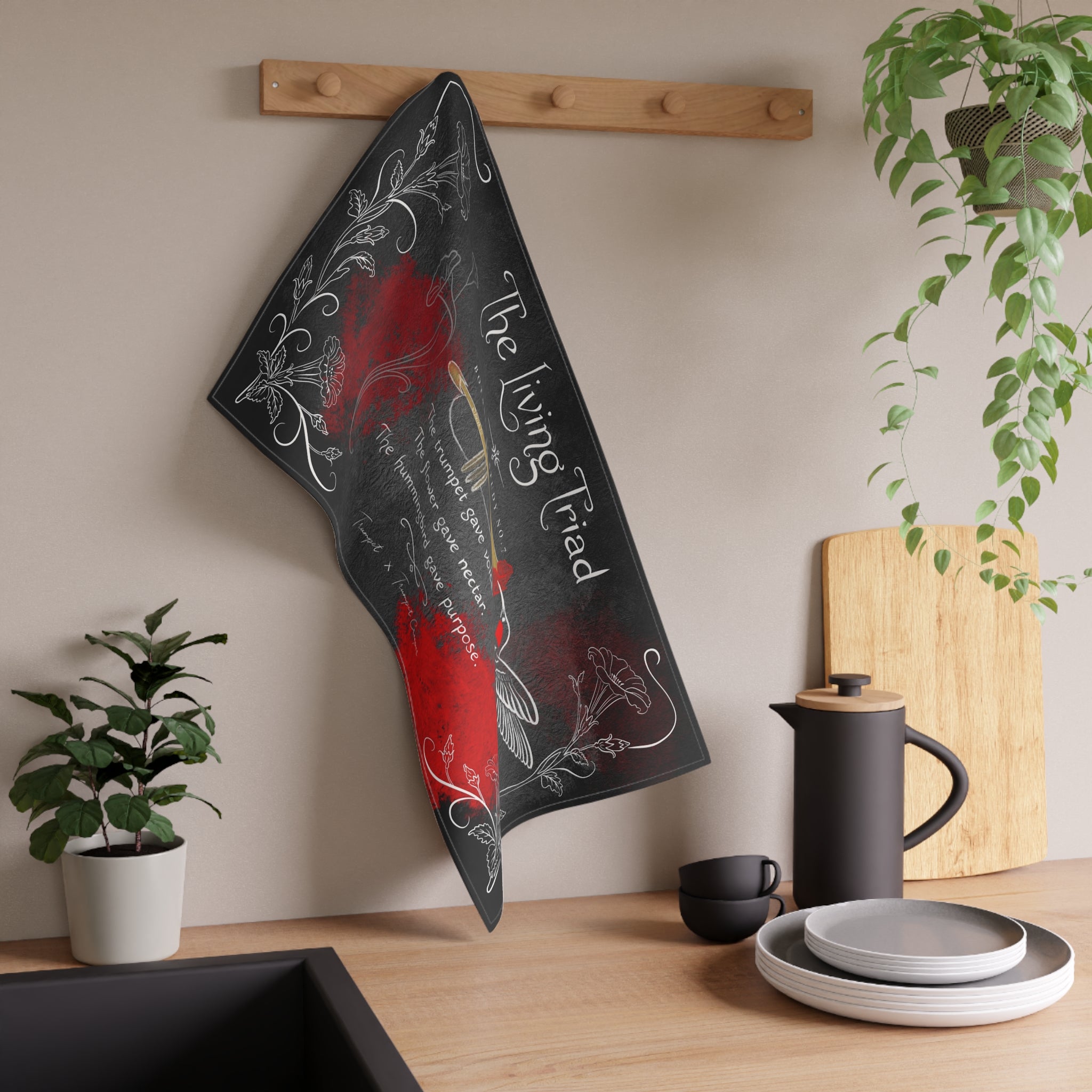 Trumpet X Trumpet flower X HummingBird Tea Towel --- Botanical Study No.7