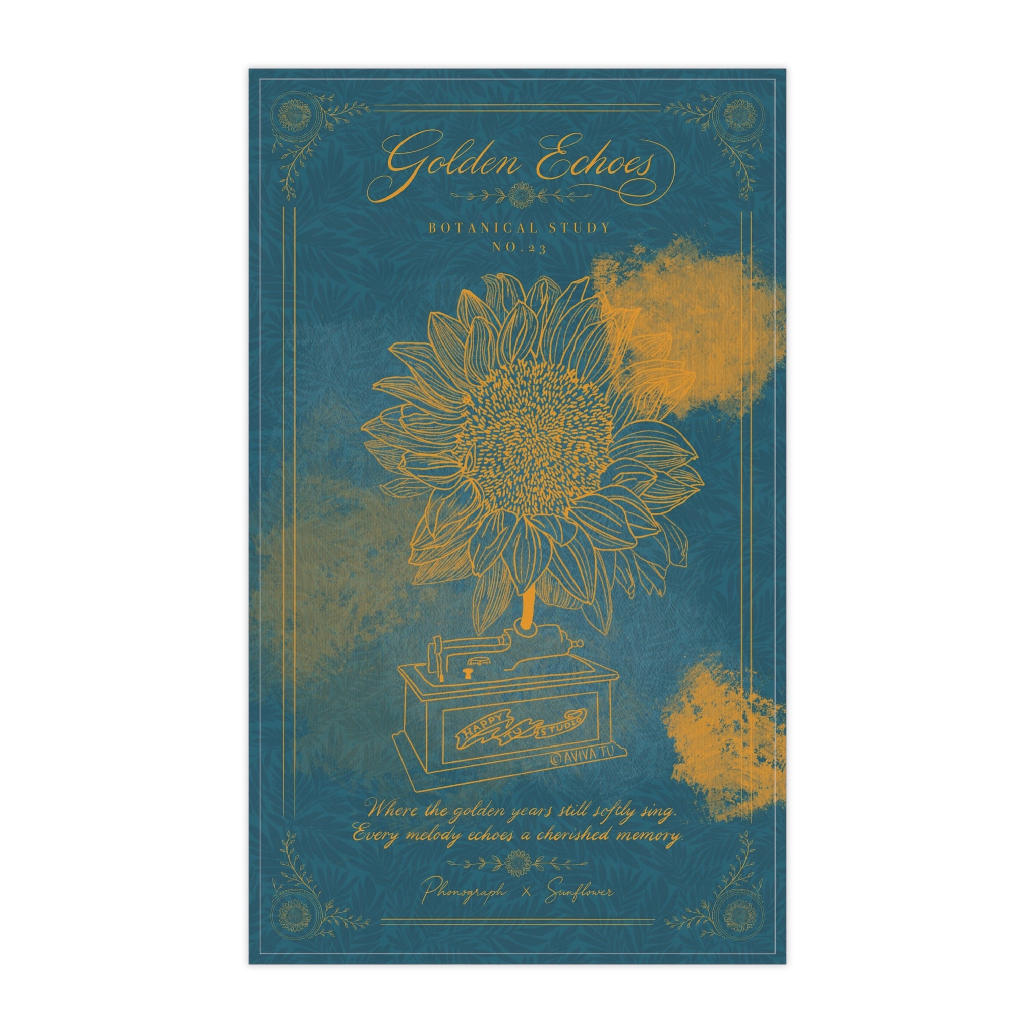 Phonograph X Sunflower Tea Towel — Botanical Study No.23