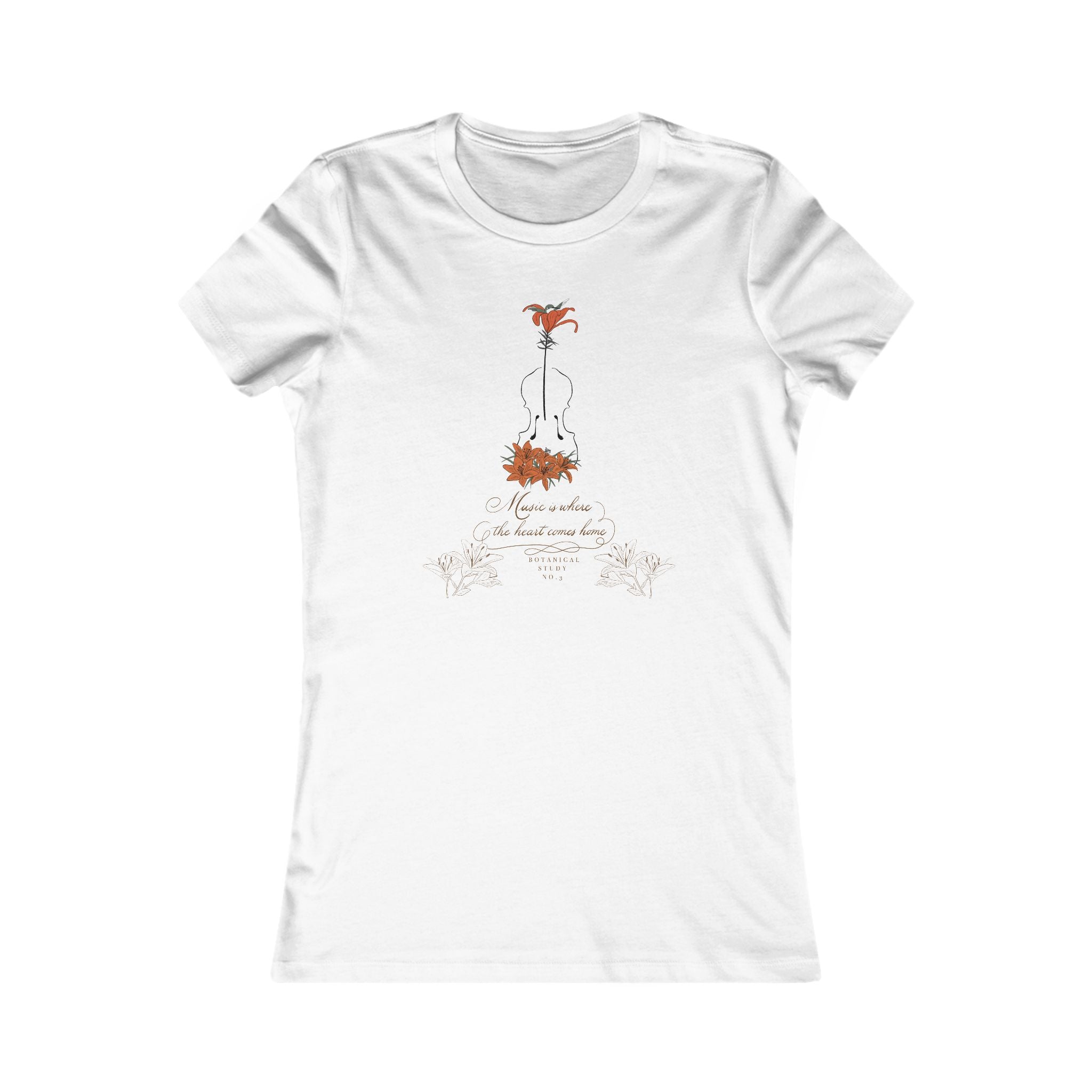 Lily Violin Women's Tee — Botanical Graphic Tee