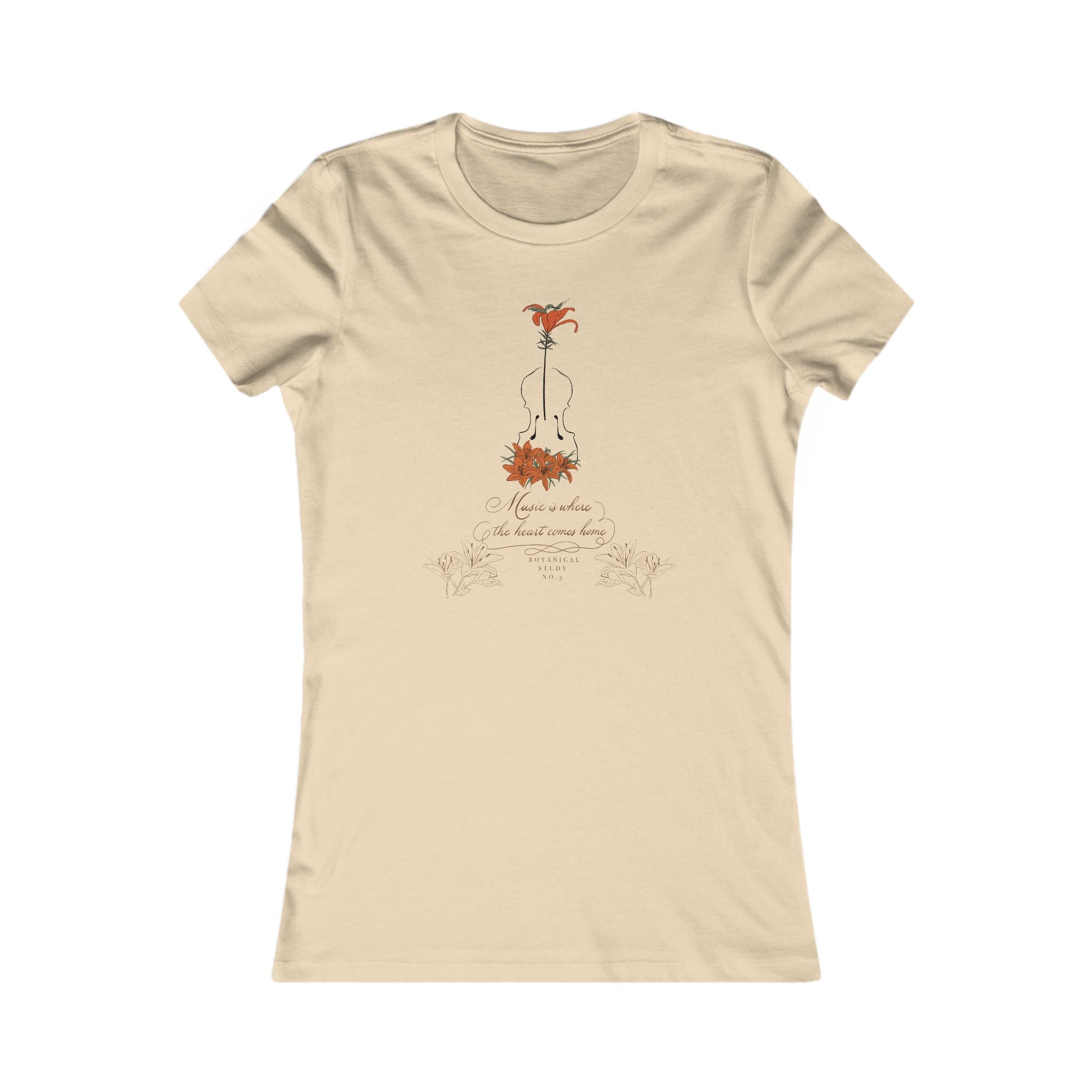 Lily Violin Women's Tee — Botanical Graphic Tee