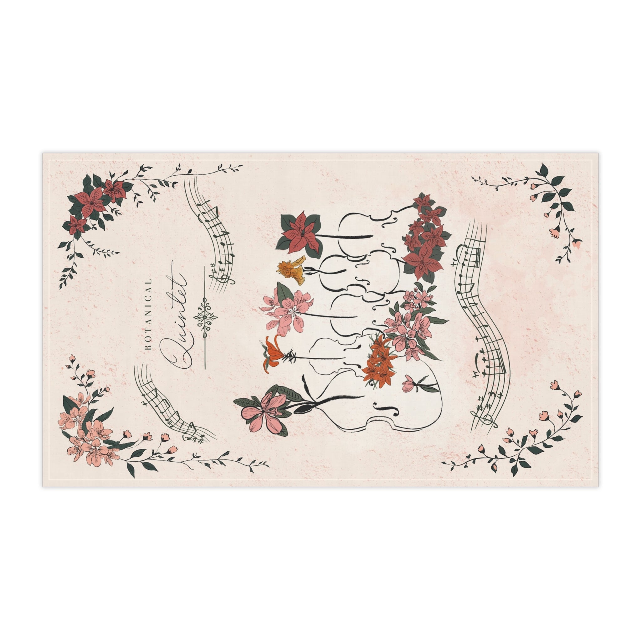 Botanical String Quintet Music Tea Towel