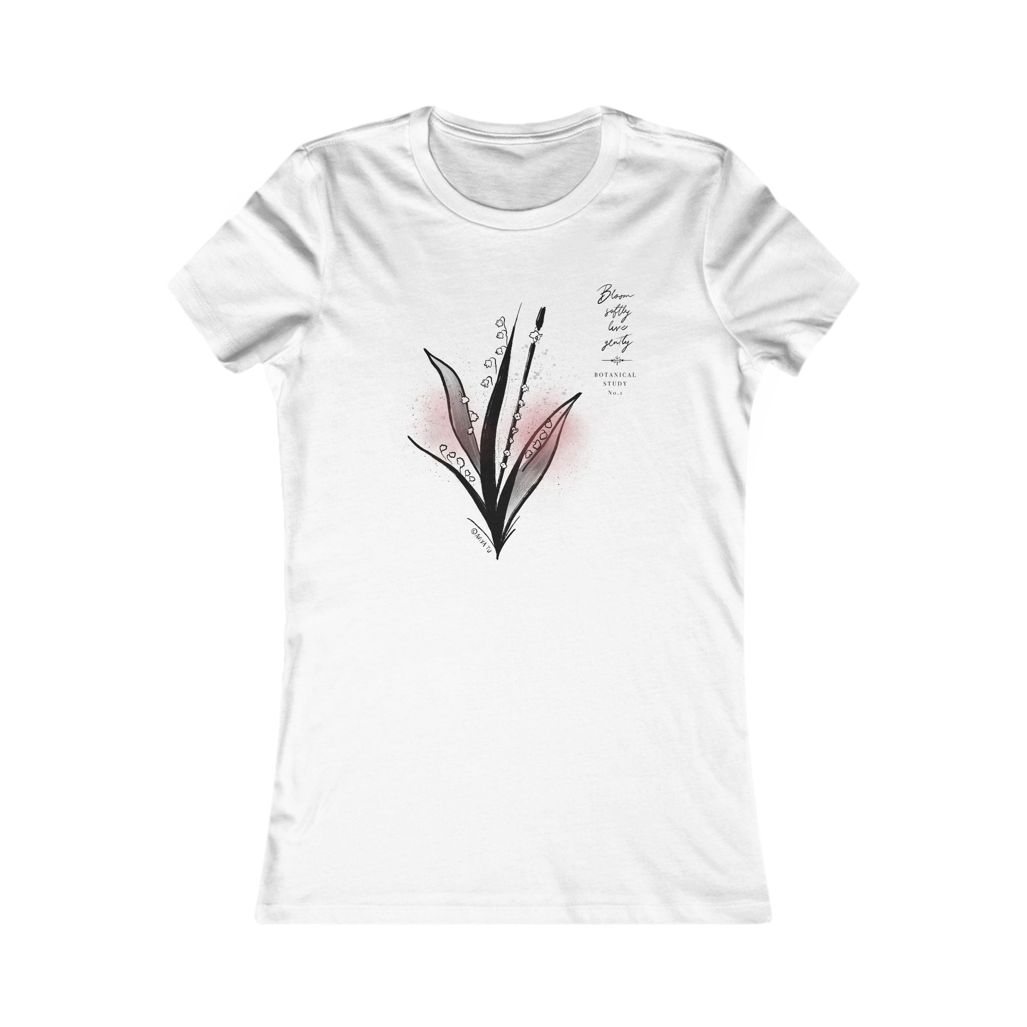 Floral Flute Minimalist Tee — Delicate Botanical Graphic Women's Shirt