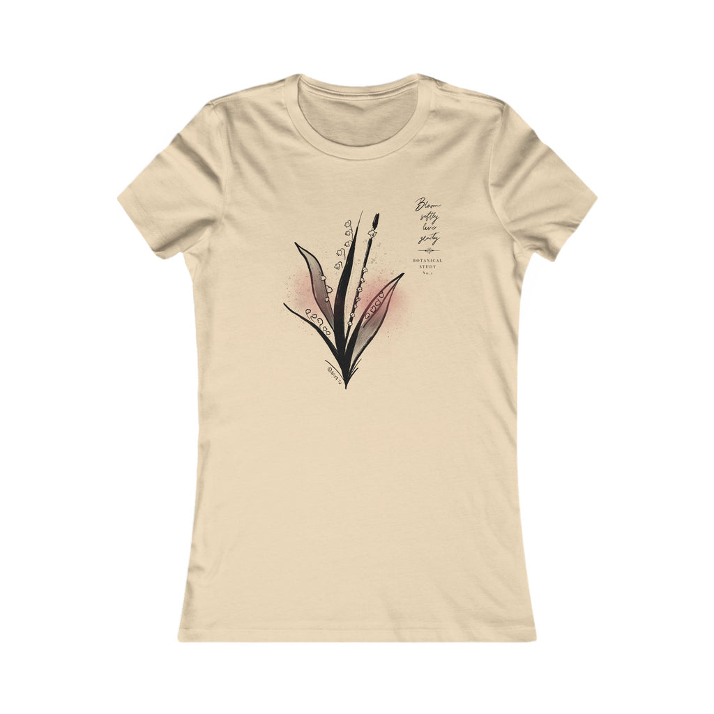 Floral Flute Minimalist Tee — Delicate Botanical Graphic Women's Shirt
