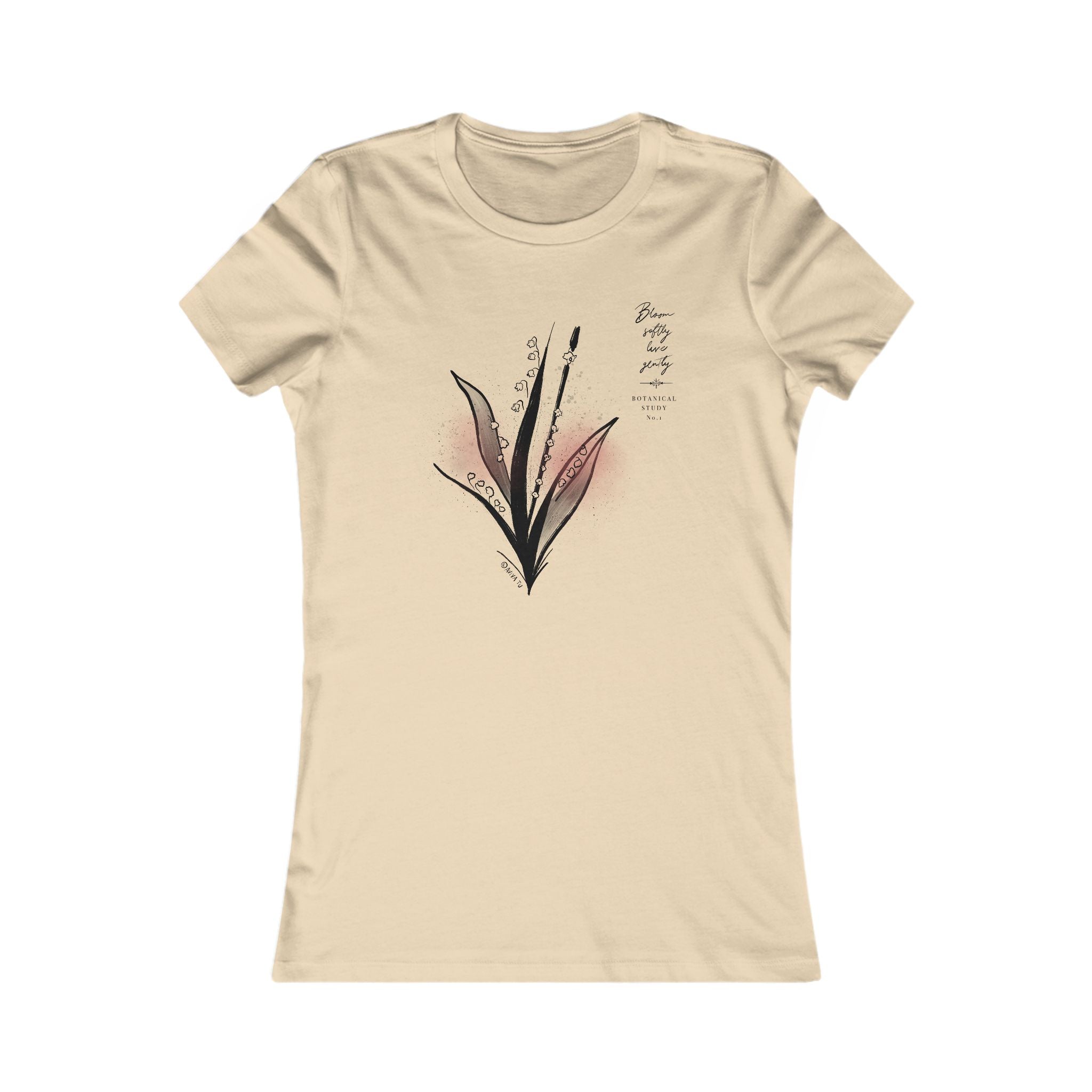 Floral Flute Minimalist Tee — Delicate Botanical Graphic Women's Shirt
