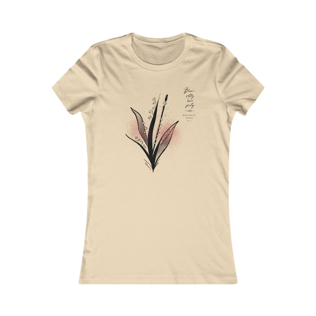 Floral Flute Minimalist Tee — Delicate Botanical Graphic Women's Shirt