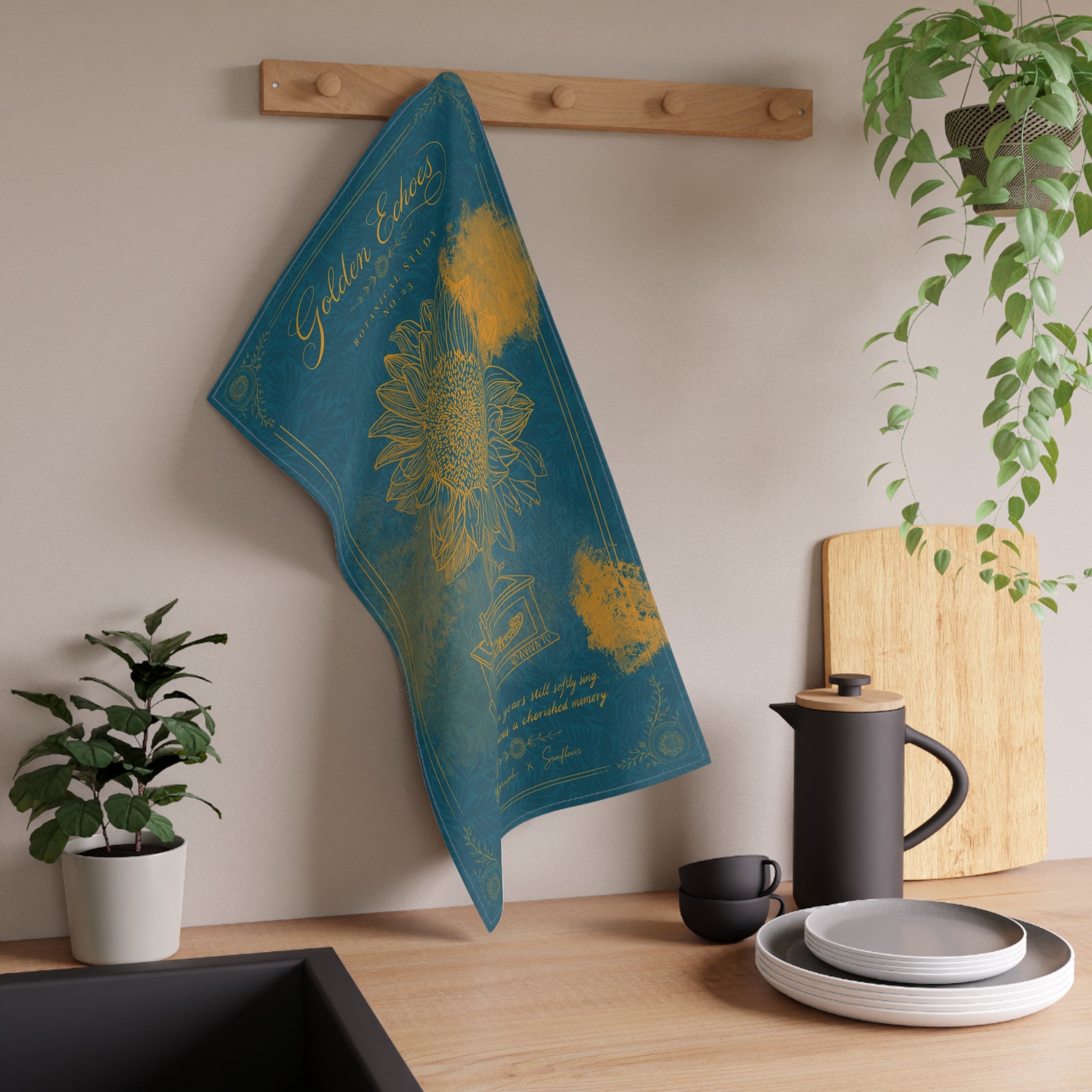 Phonograph X Sunflower Tea Towel — Botanical Study No.23