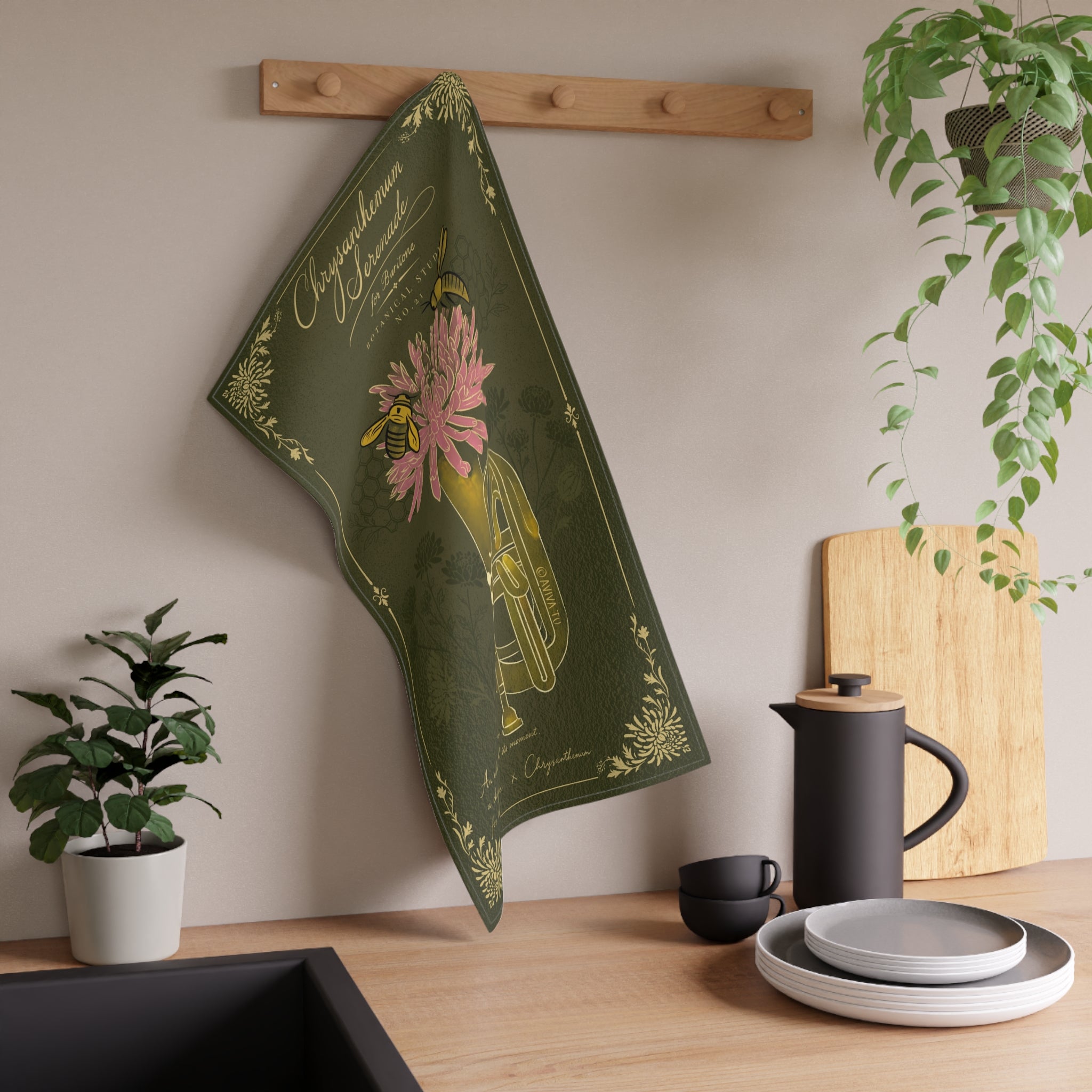 Baritone X Chrysanthemum Tea Towel — Botanical Study No.21
