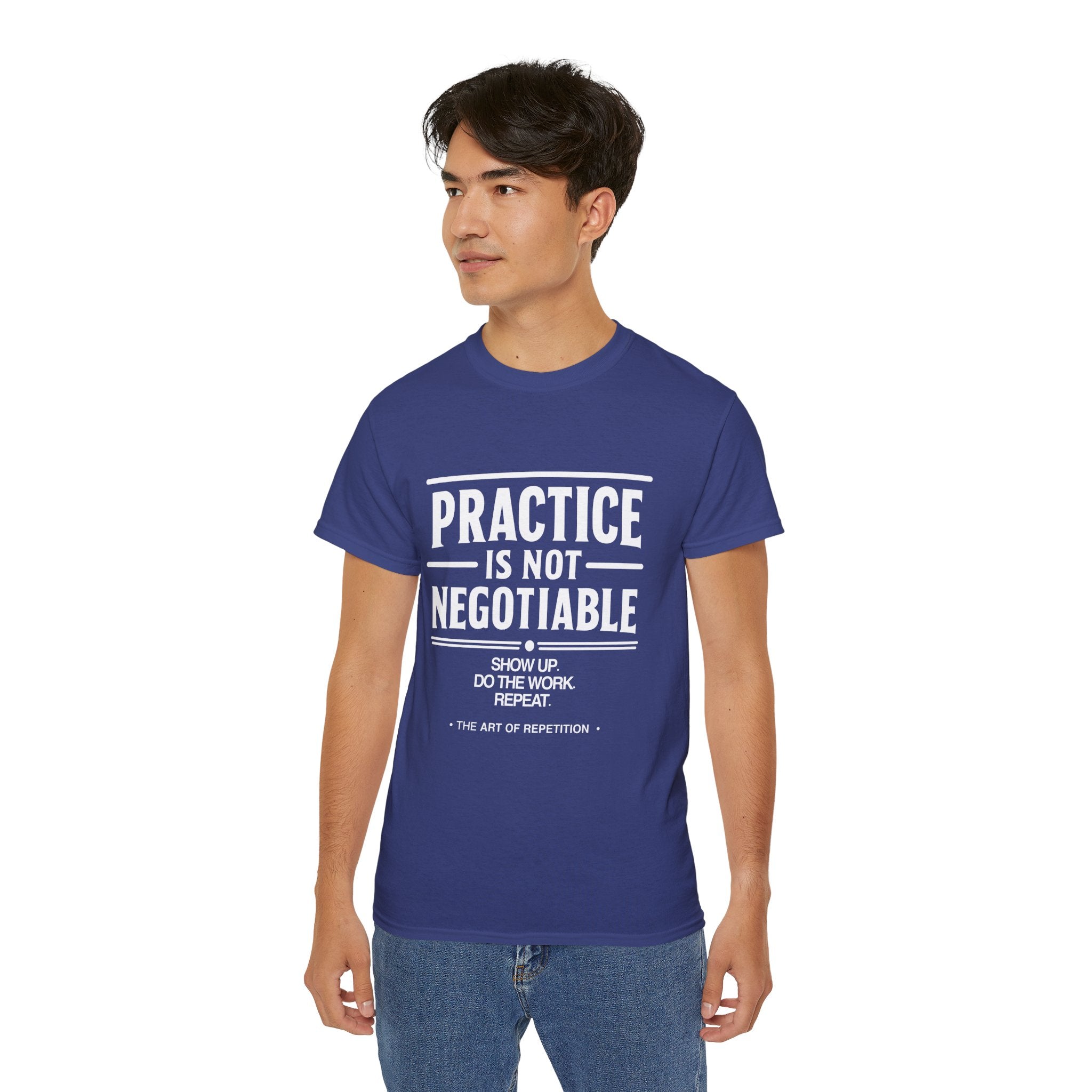 Practice Is Not Negotiable T-Shirt — White Font -- Motivational Training Tee for Athletes & Musicians