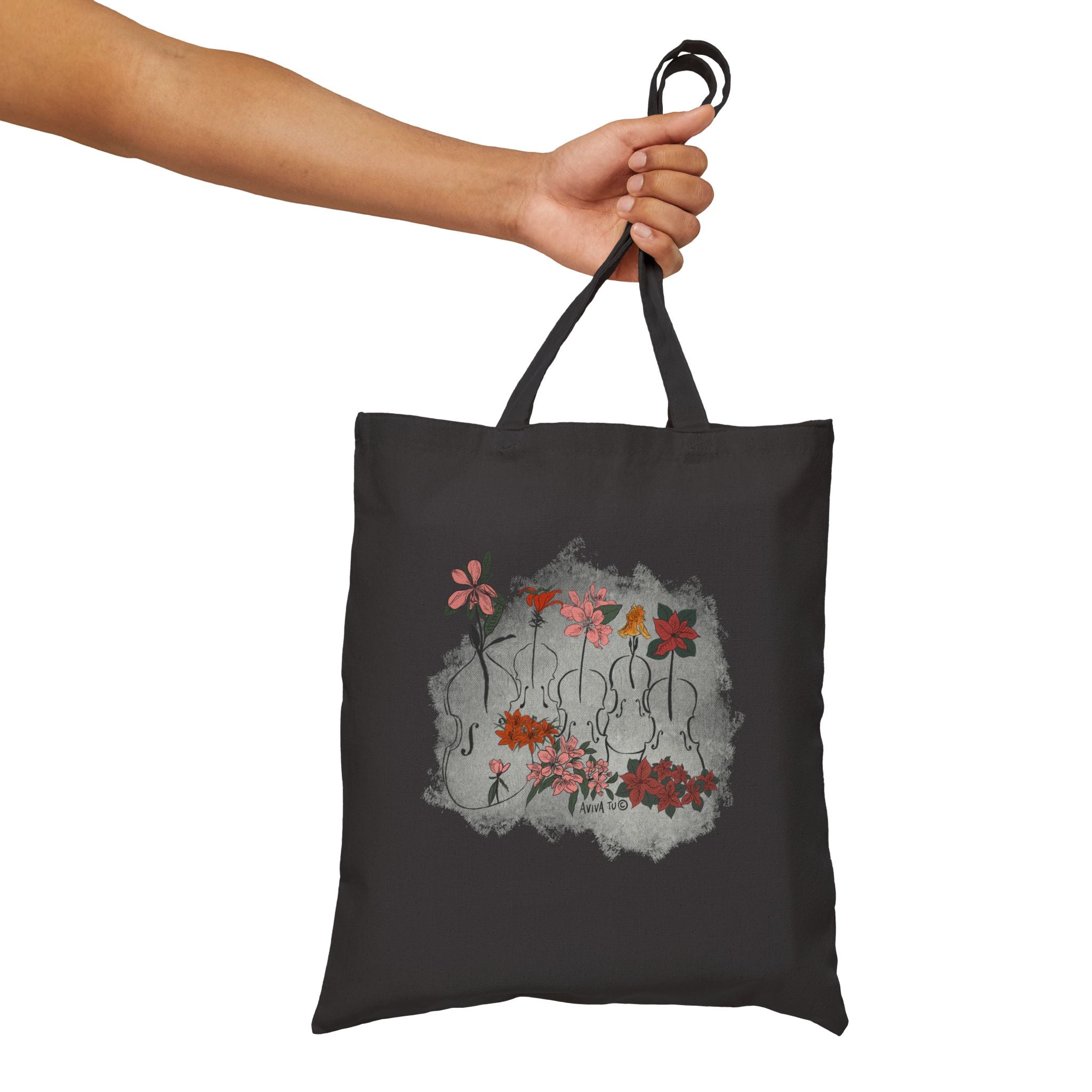 Botanical Quintet — Black Music Tote Bag