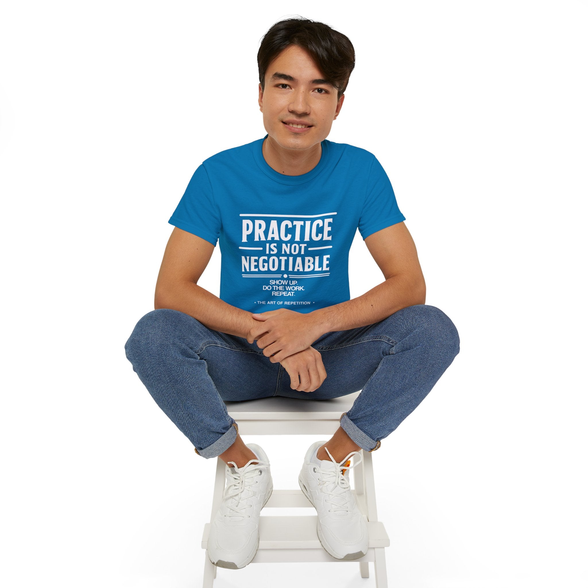 Practice Is Not Negotiable T-Shirt — White Font -- Motivational Training Tee for Athletes & Musicians
