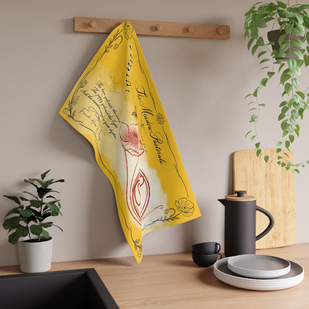 French Horn X Poppy Tea Towel — Botanical Study No.6