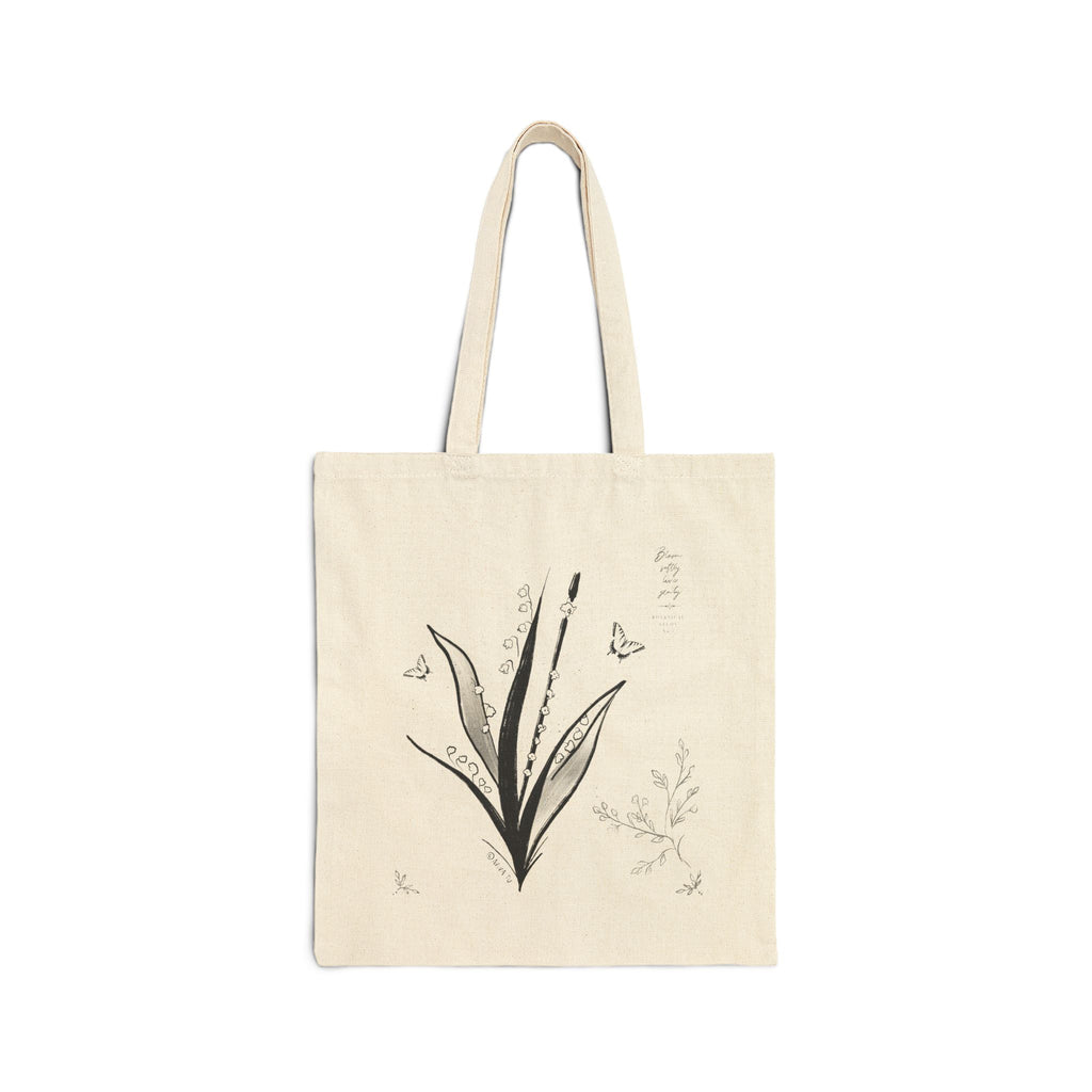 Botanical Flute Tote Bag — 'AVIVA' Floral Music Canvas Tote