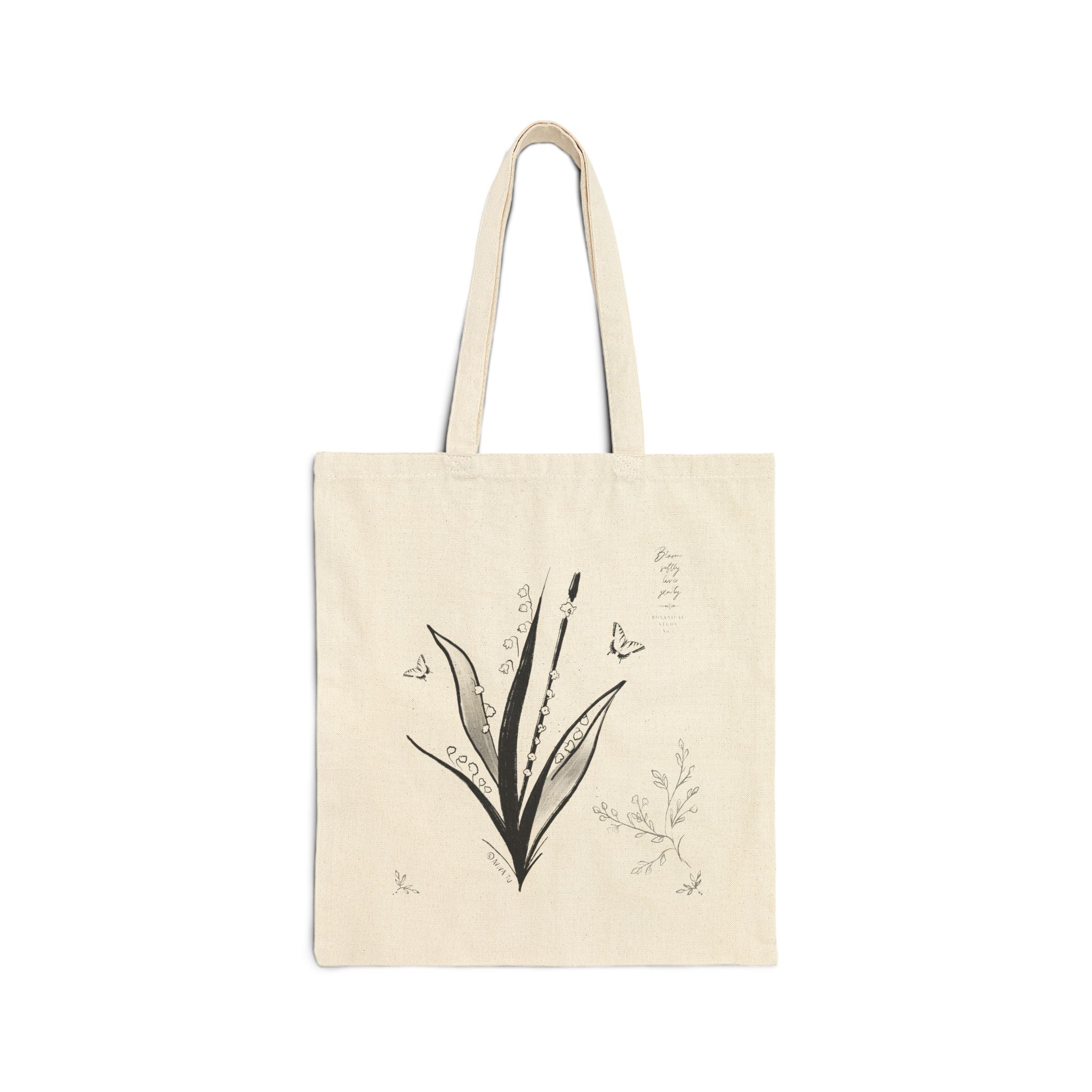 Botanical Flute Tote Bag — 'AVIVA' Floral Music Canvas Tote
