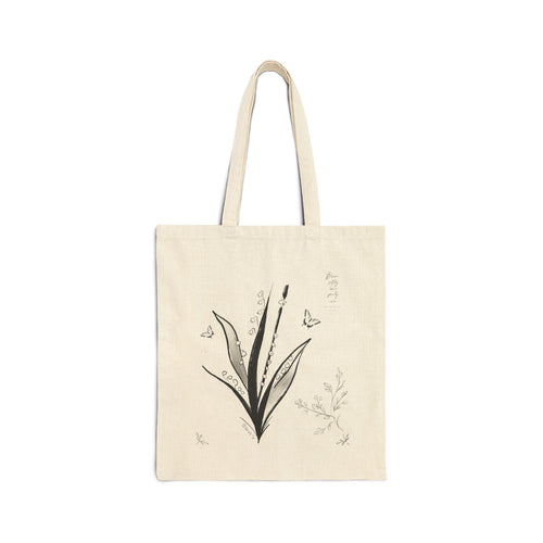 Botanical Flute Tote Bag — 'AVIVA' Floral Music Canvas Tote