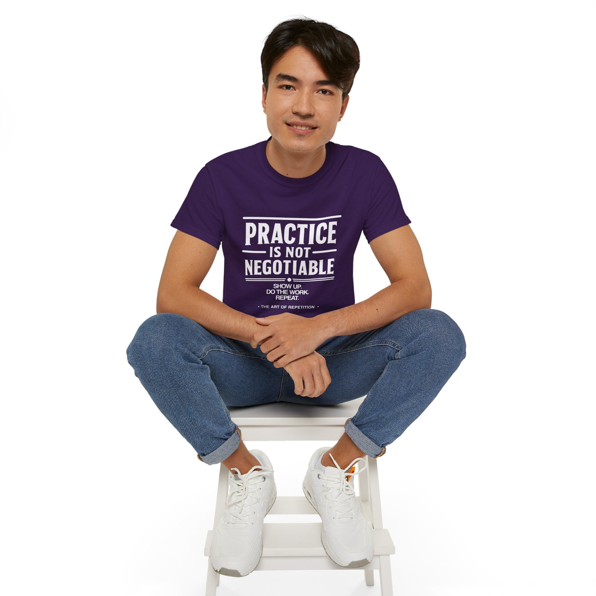 Practice Is Not Negotiable T-Shirt — White Font -- Motivational Training Tee for Athletes & Musicians