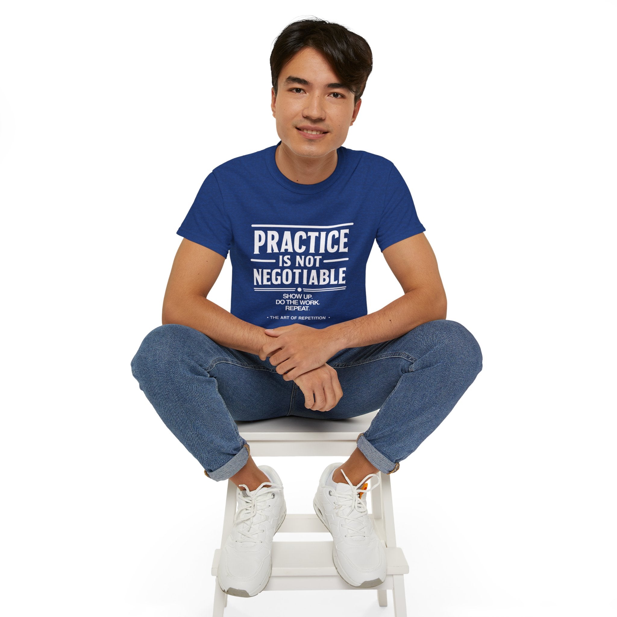 Practice Is Not Negotiable T-Shirt — White Font -- Motivational Training Tee for Athletes & Musicians