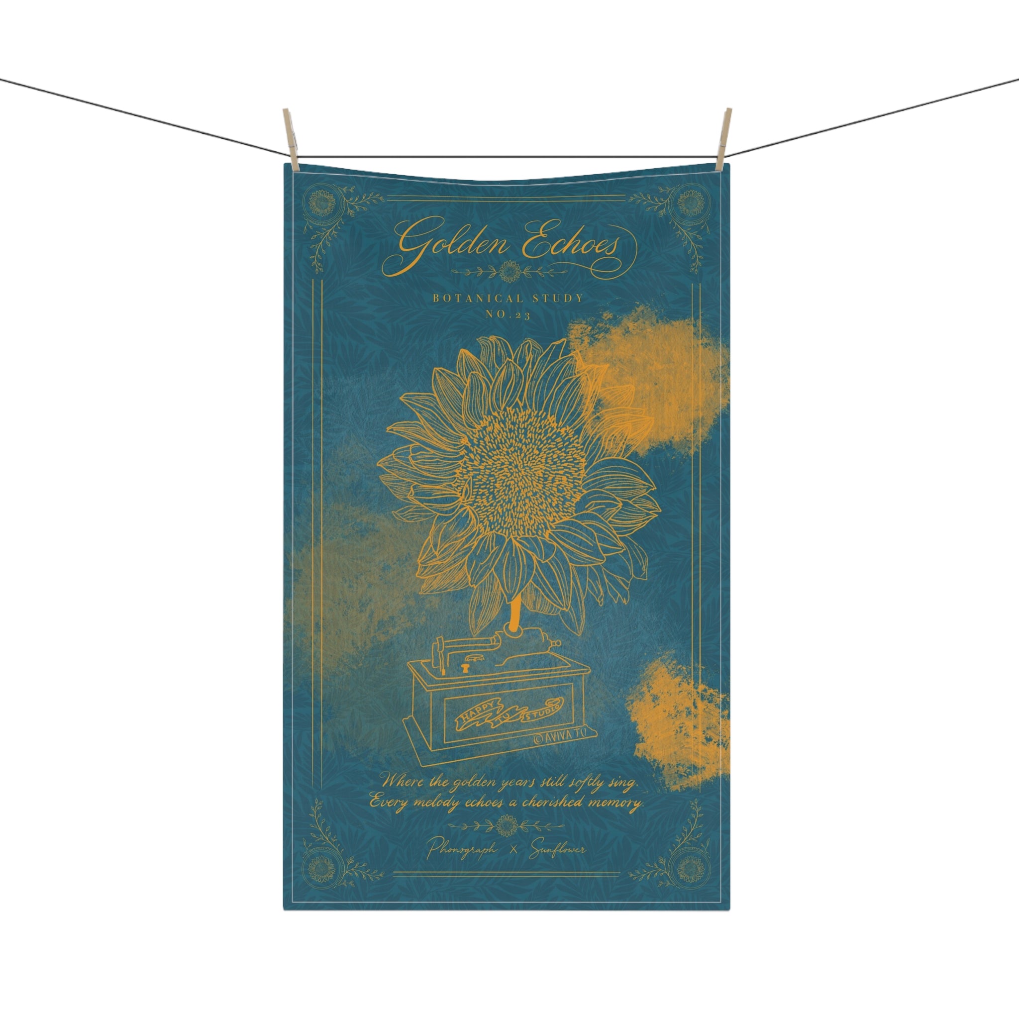 Phonograph X Sunflower Tea Towel — Botanical Study No.23