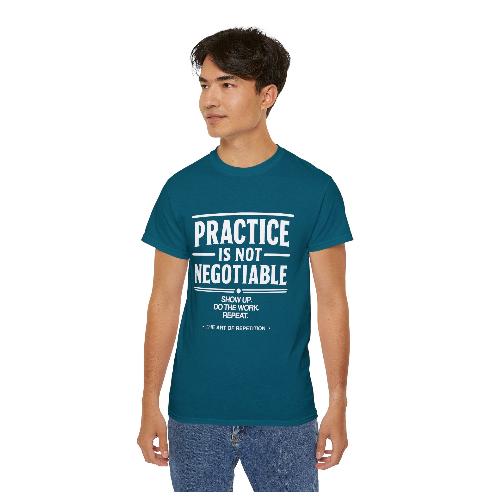 Practice Is Not Negotiable T-Shirt — White Font -- Motivational Training Tee for Athletes & Musicians