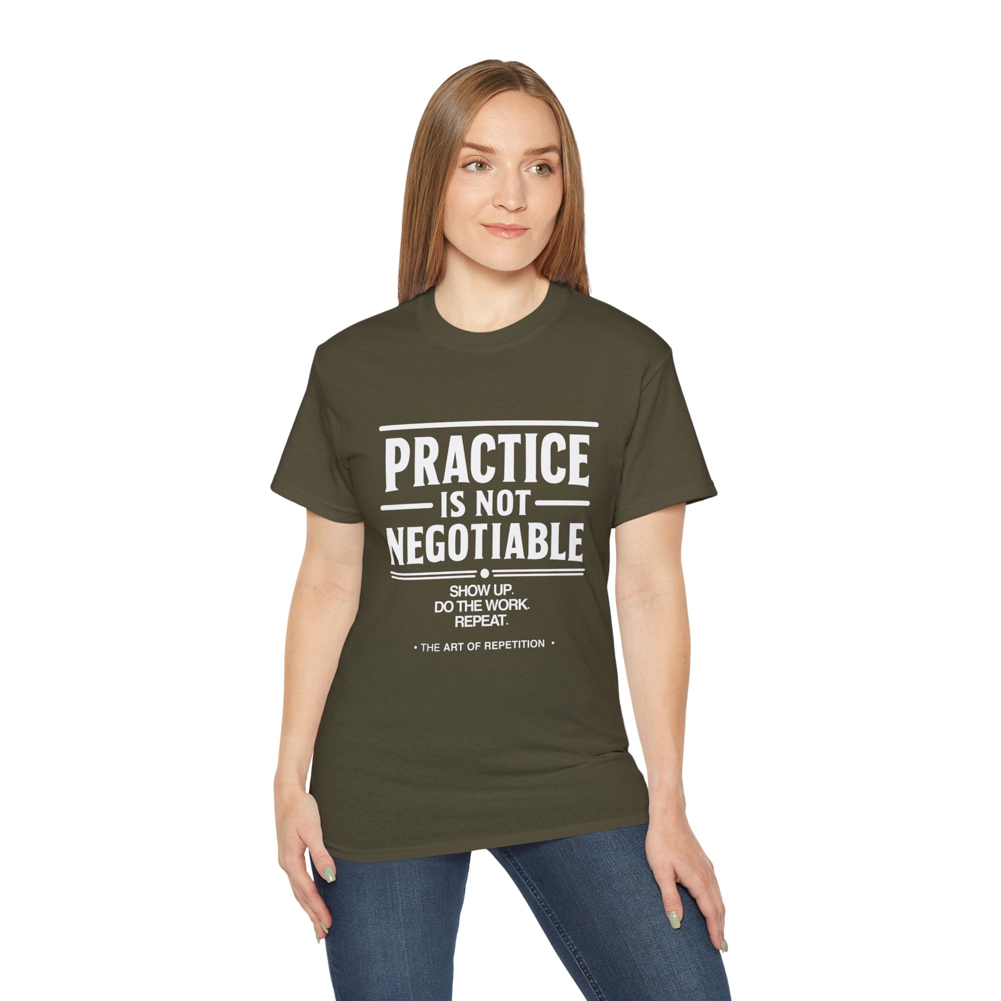Practice Is Not Negotiable T-Shirt — White Font -- Motivational Training Tee for Athletes & Musicians