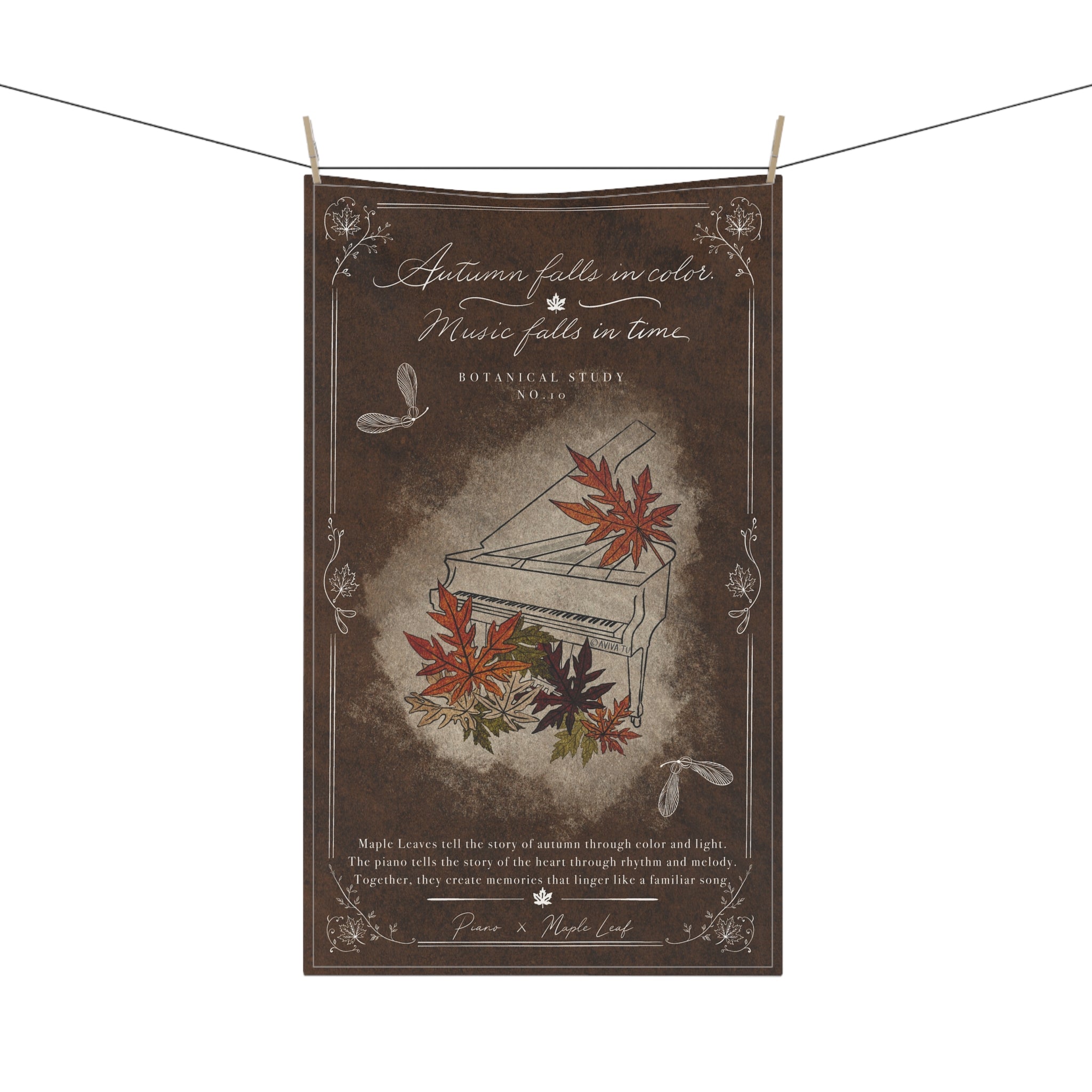 Piano X Maple Leaf Tea Towel — Botanical Study No.10
