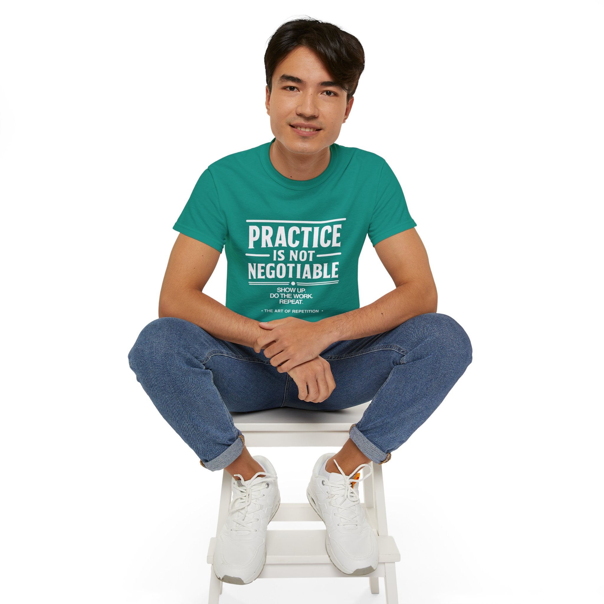 Practice Is Not Negotiable T-Shirt — White Font -- Motivational Training Tee for Athletes & Musicians
