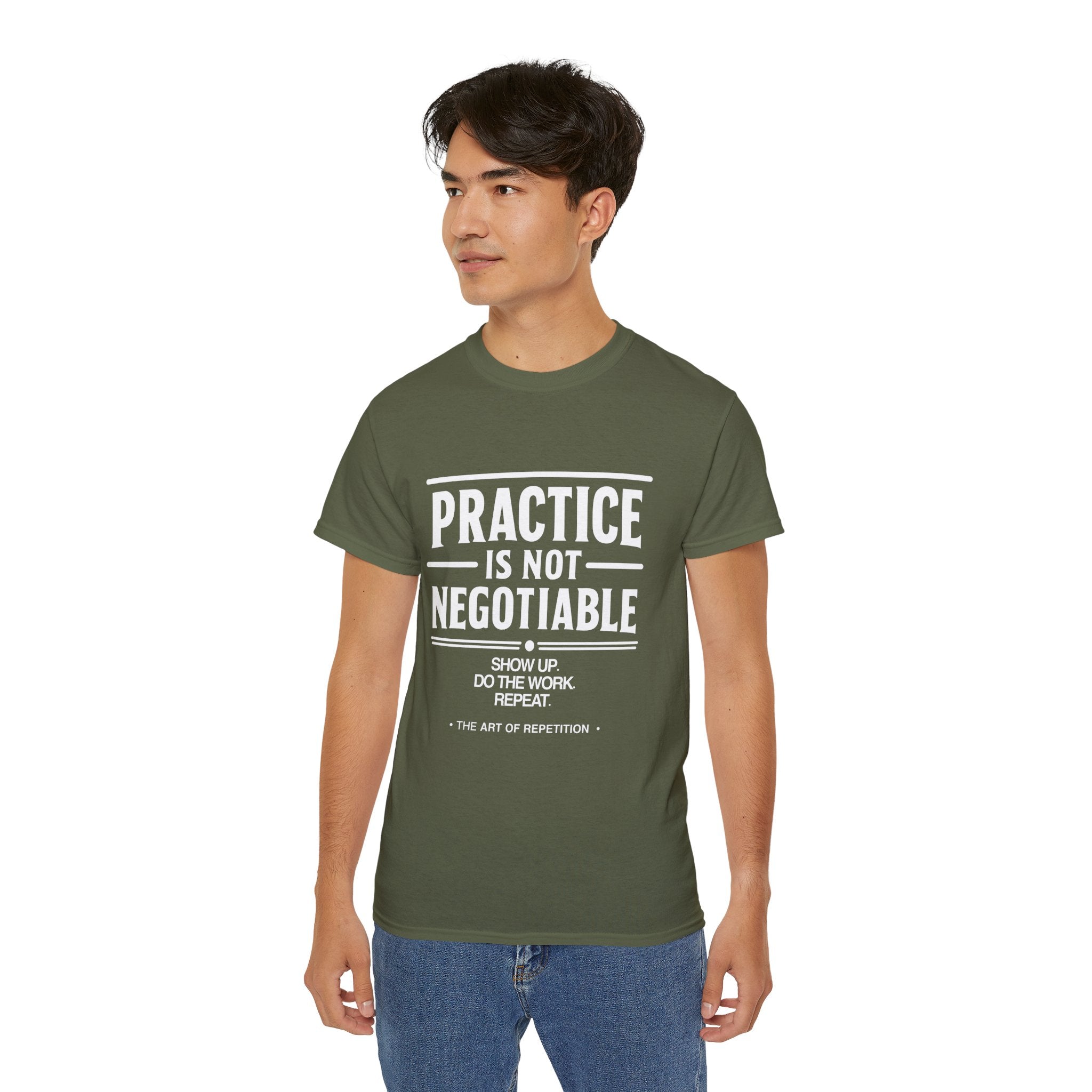Practice Is Not Negotiable T-Shirt — White Font -- Motivational Training Tee for Athletes & Musicians