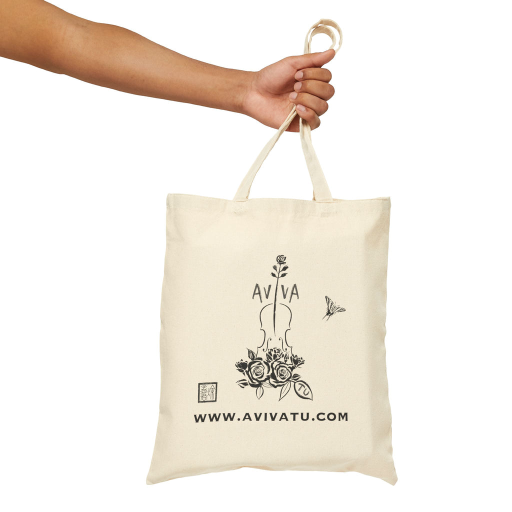 Botanical Flute Tote Bag — 'AVIVA' Floral Music Canvas Tote