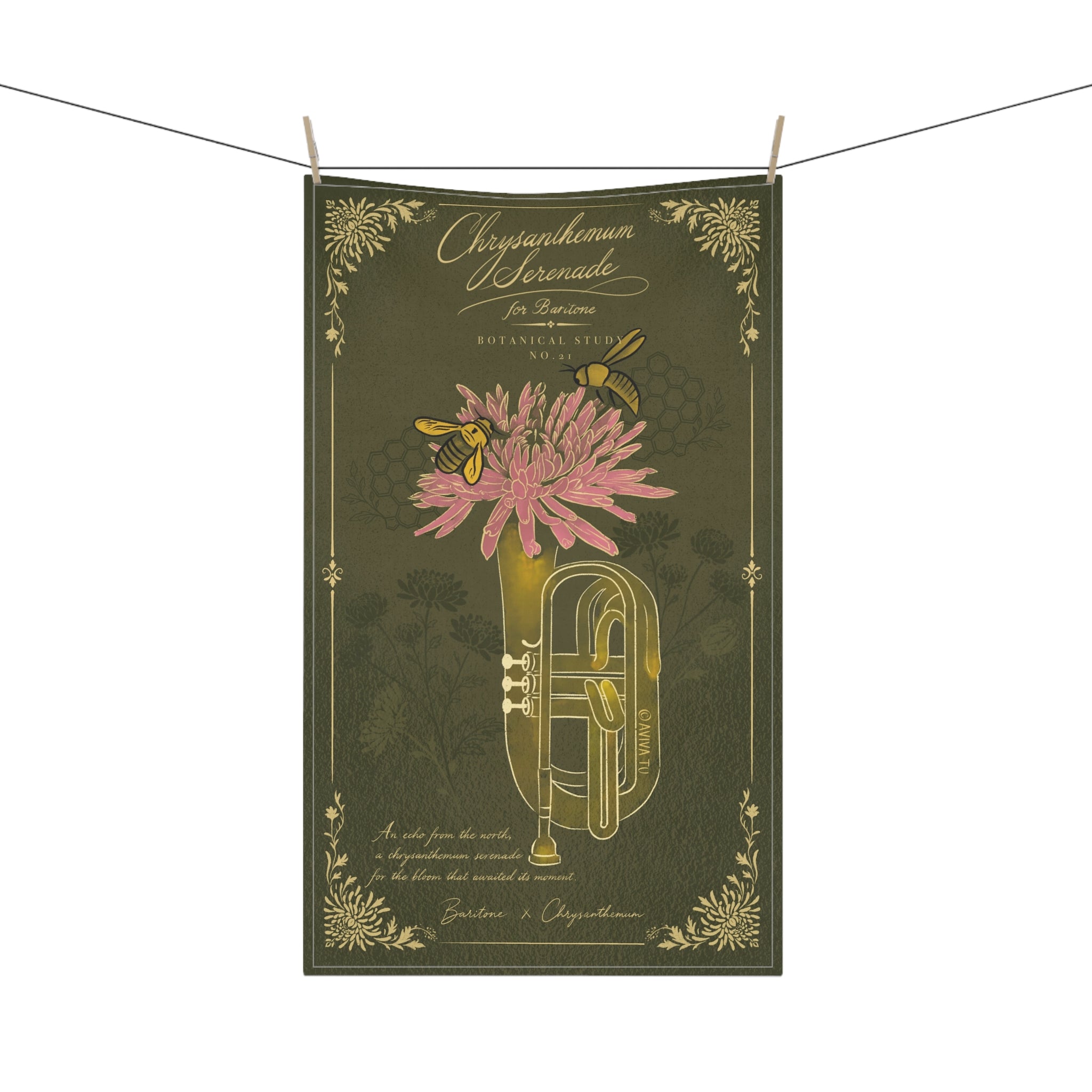 Baritone X Chrysanthemum Tea Towel — Botanical Study No.21